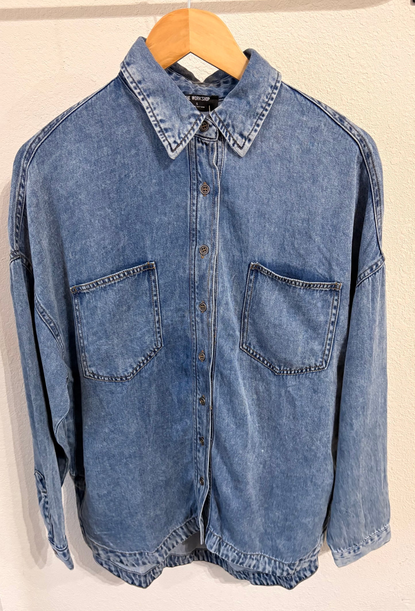 Blu Pepper- Washed Denim Long sleeve button down shirt