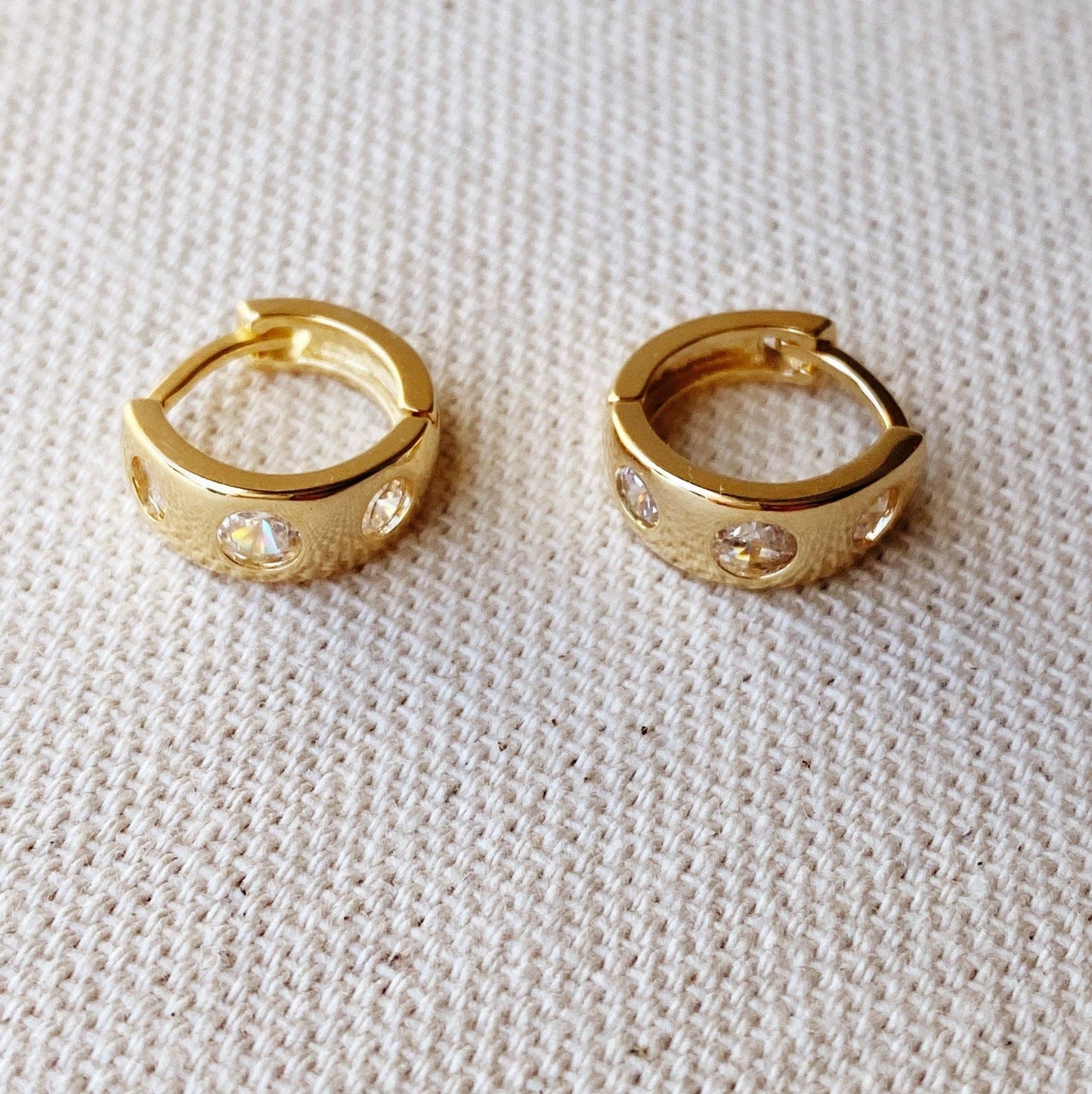 GoldFi - 18k Gold Filled Huggie CZ Hoop Earrings