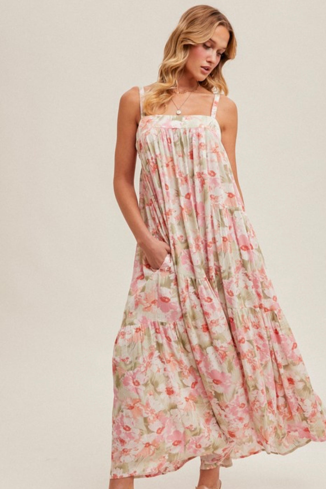 Hem & Thread floral maxi tiered dress