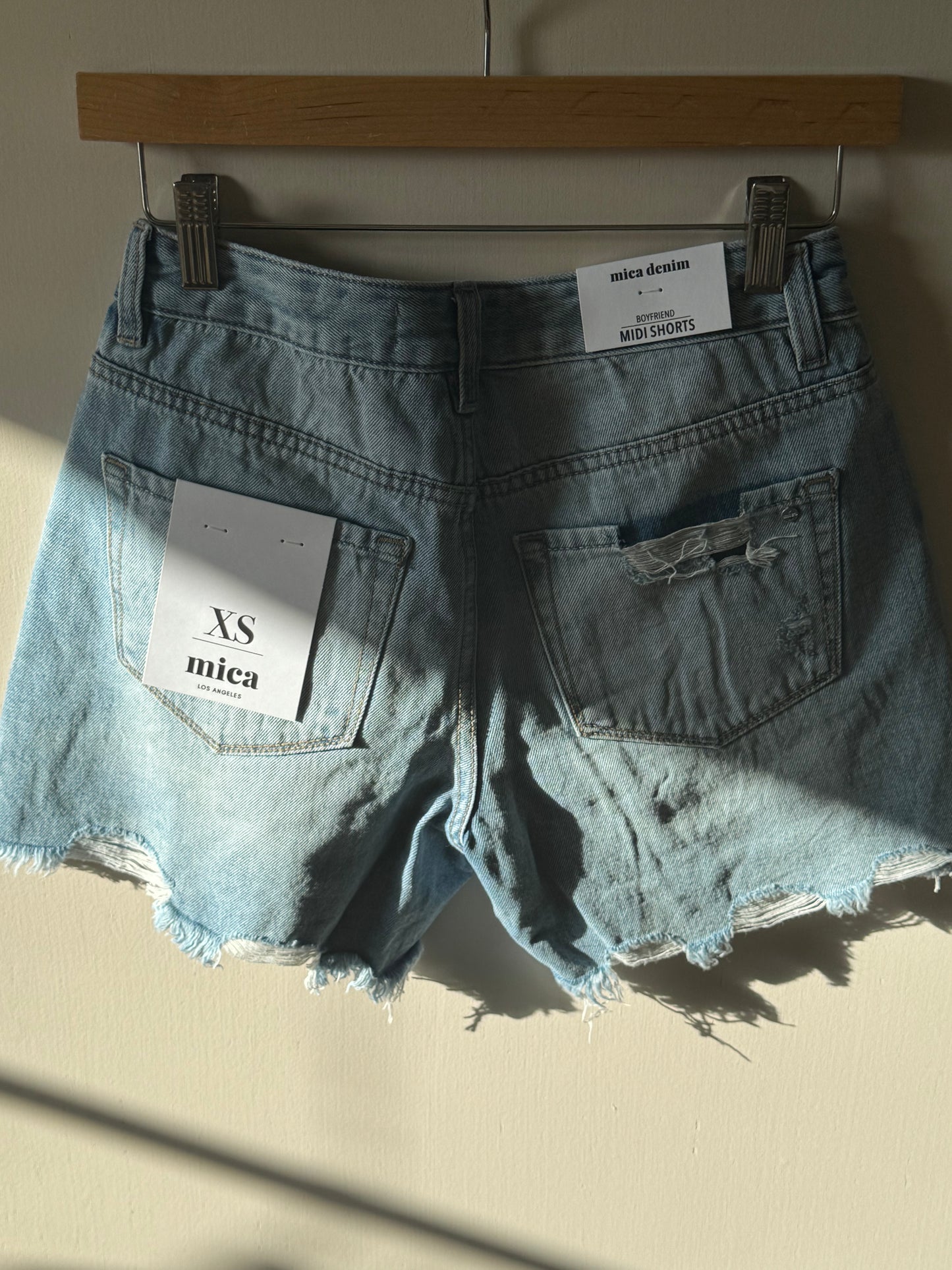Mica Denim - Denim Boyfriend Midi Shorts
