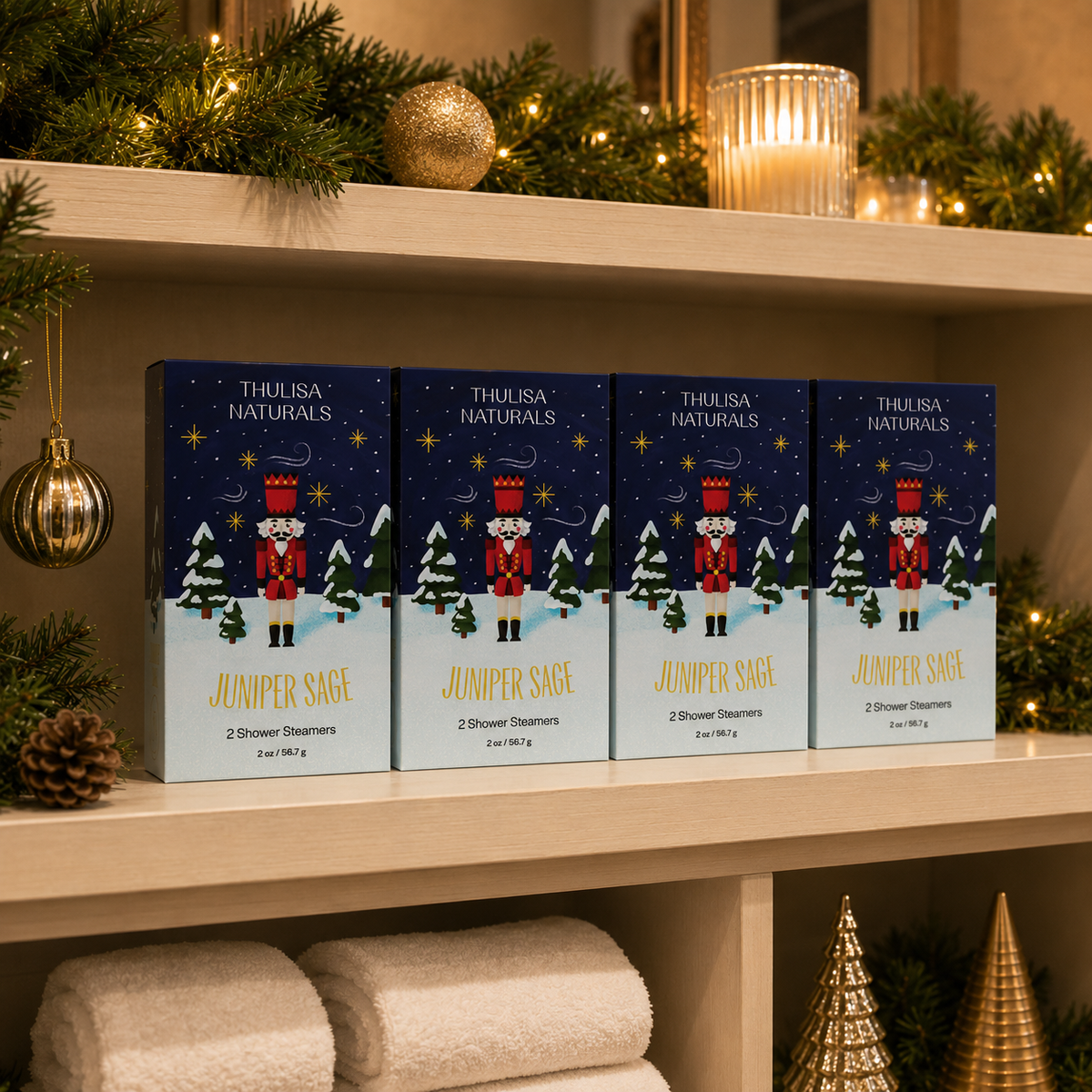 Thulisa Naturals™ | Bath + Body - Juniper Sage Shower Steamers | Stocking Stuffer | 2 pack