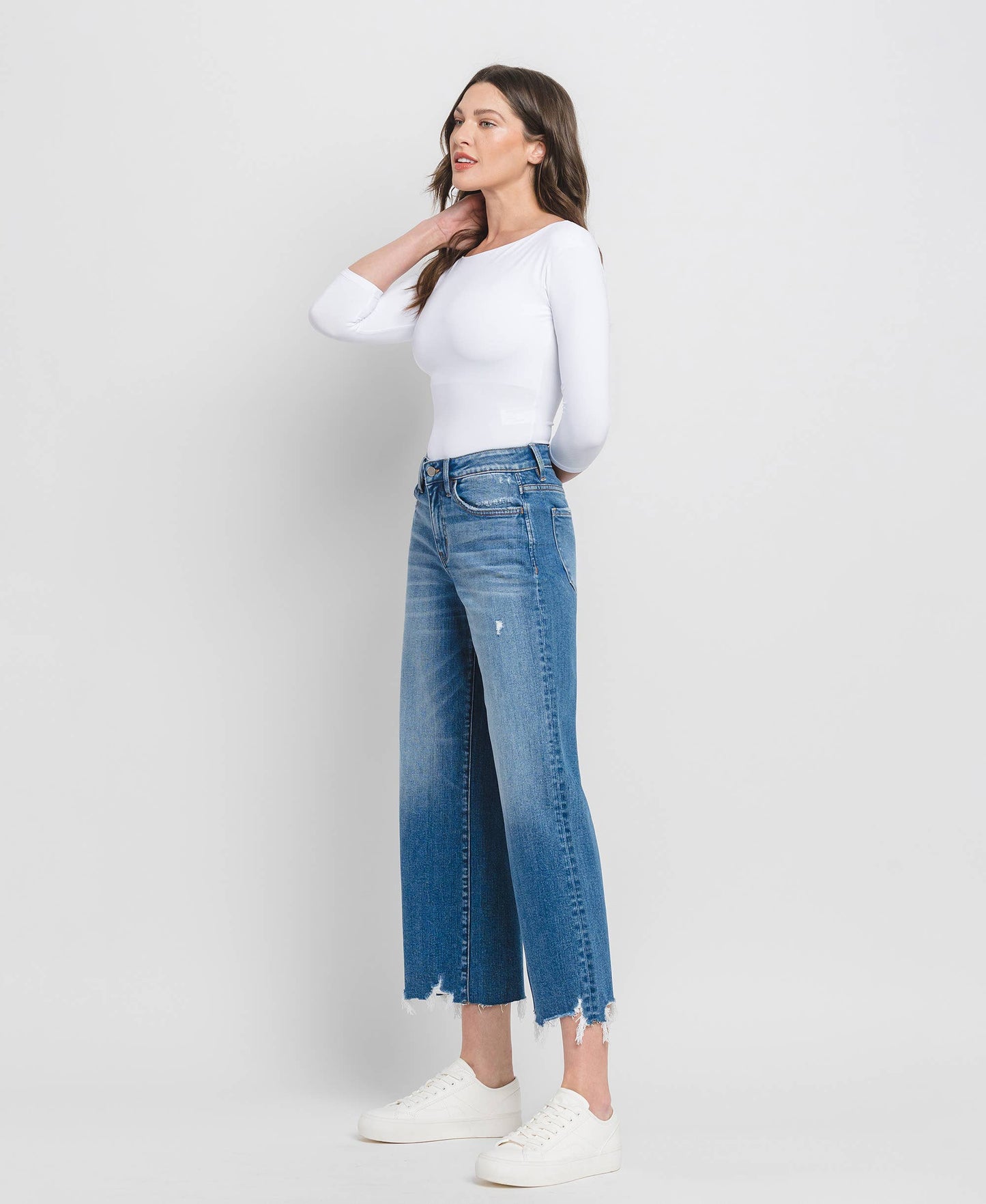 FLYING MONKEY - HIGH RISE CROP WIDE LEG JEANS