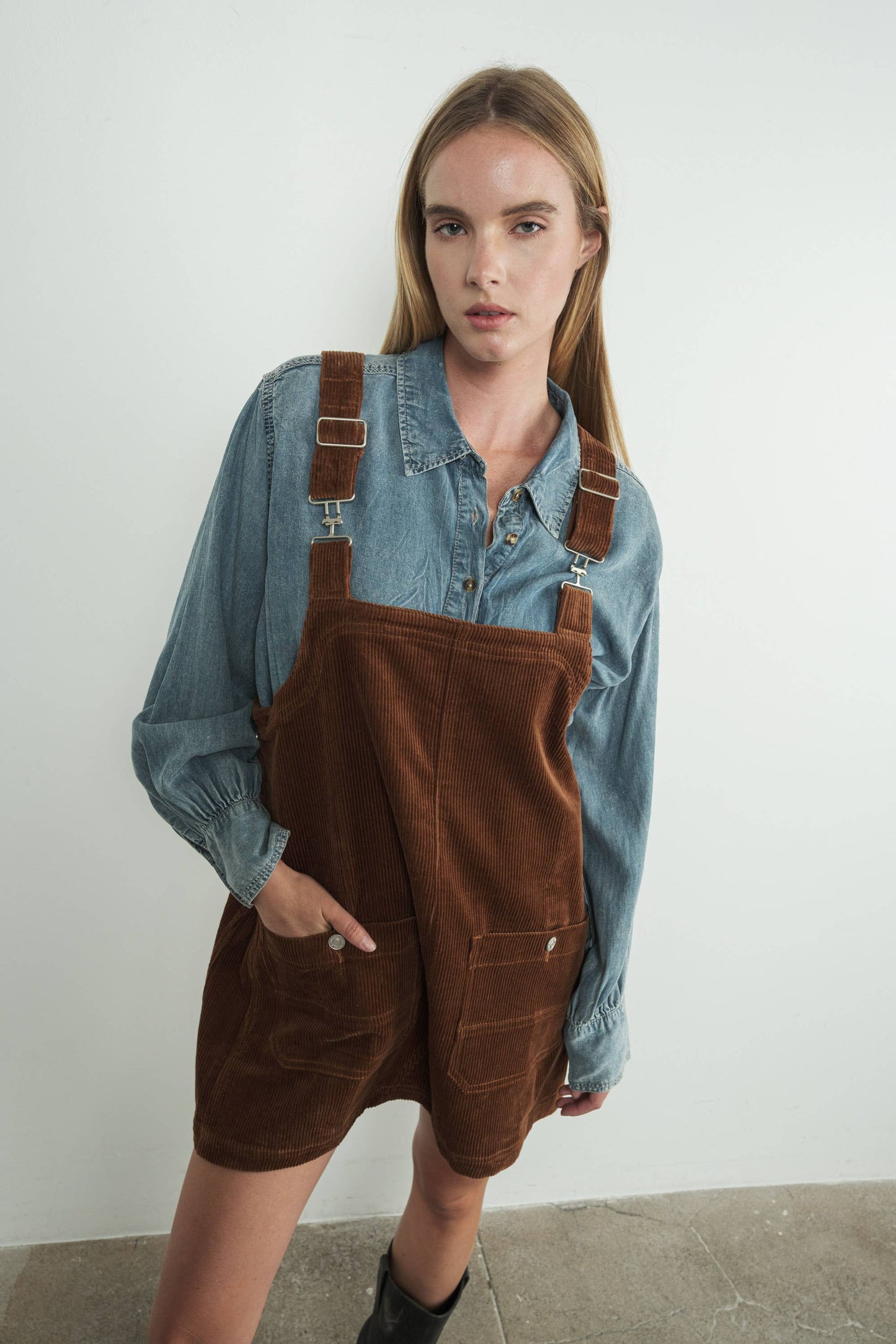 Aaron & Amber - CORDUROY OVERALL MINI DRESS