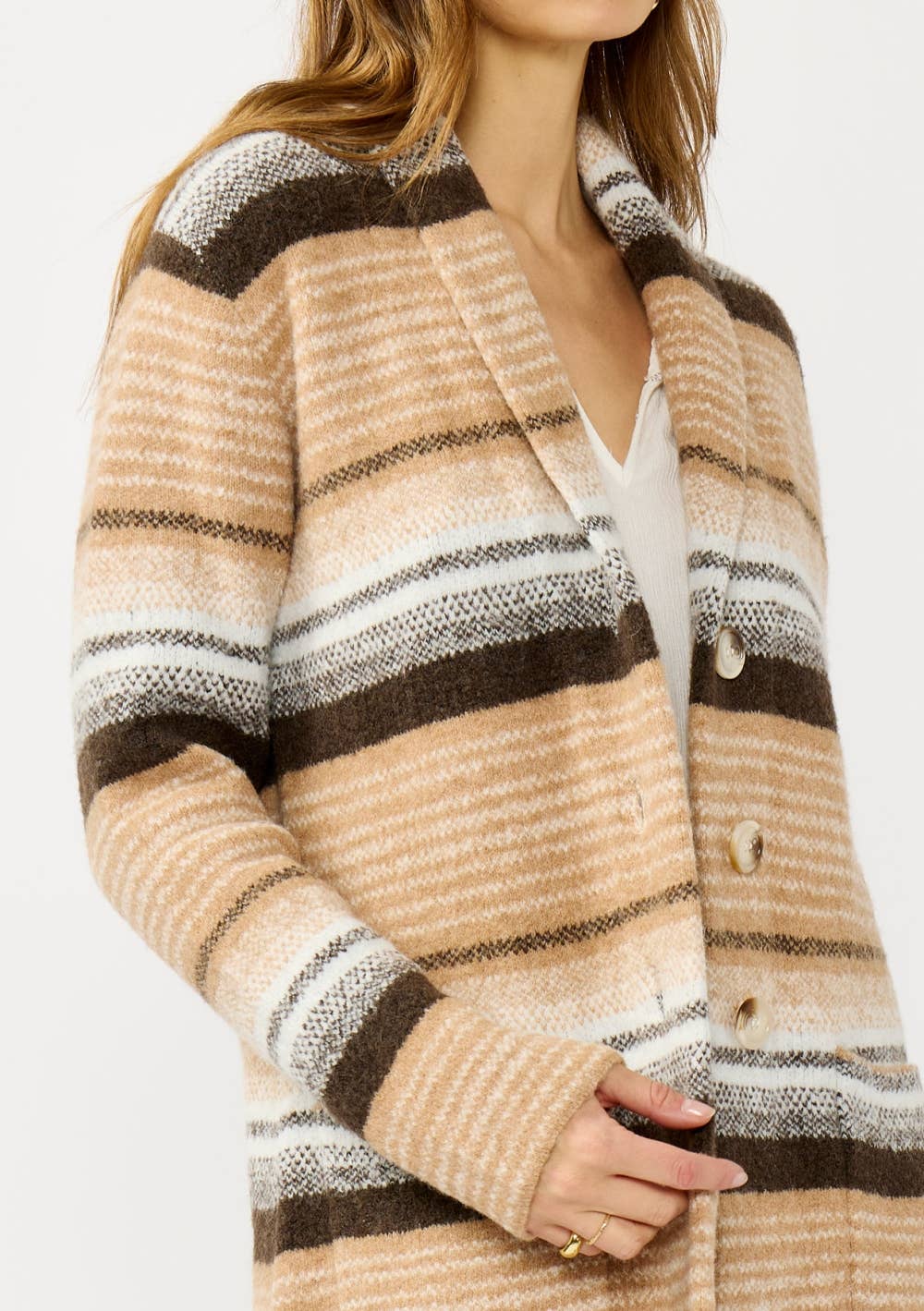Lovestitch - Striped Coatigan with Pockets