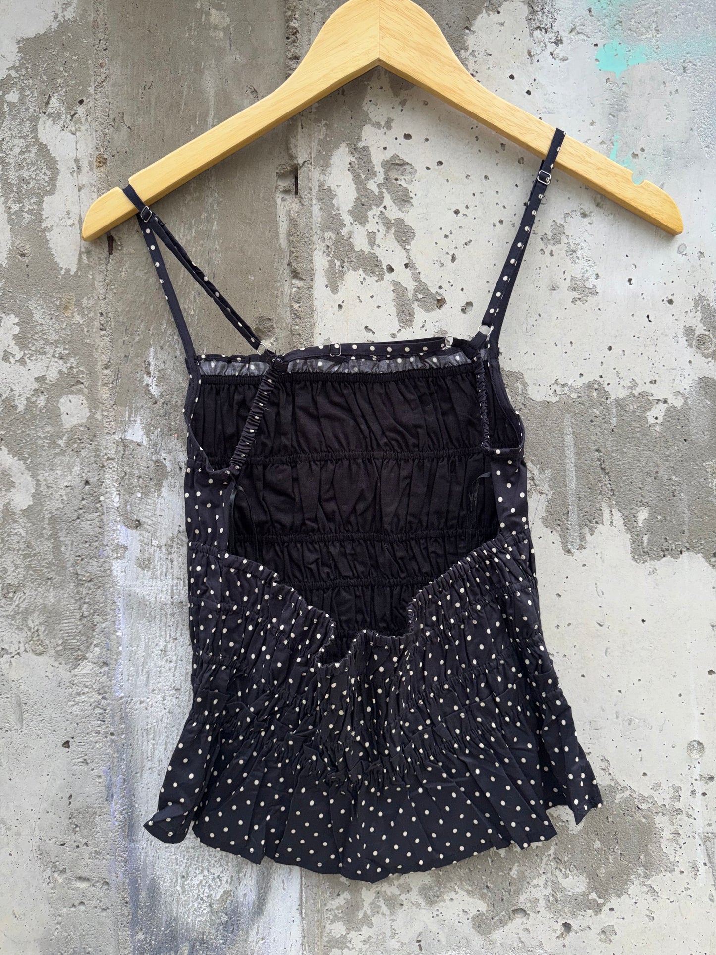 Dress Forum - Black/Cream Polka Dot Strappy Backless Tank