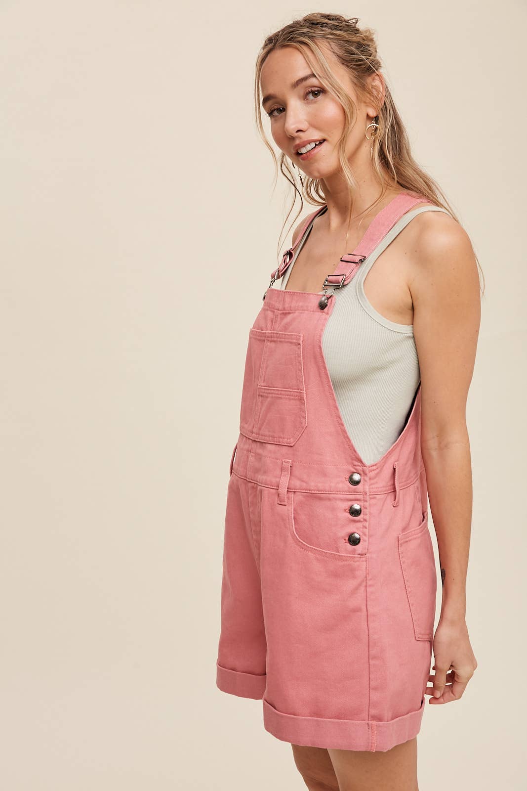 Listicle - Washed Cotton Twill Short Overalls
