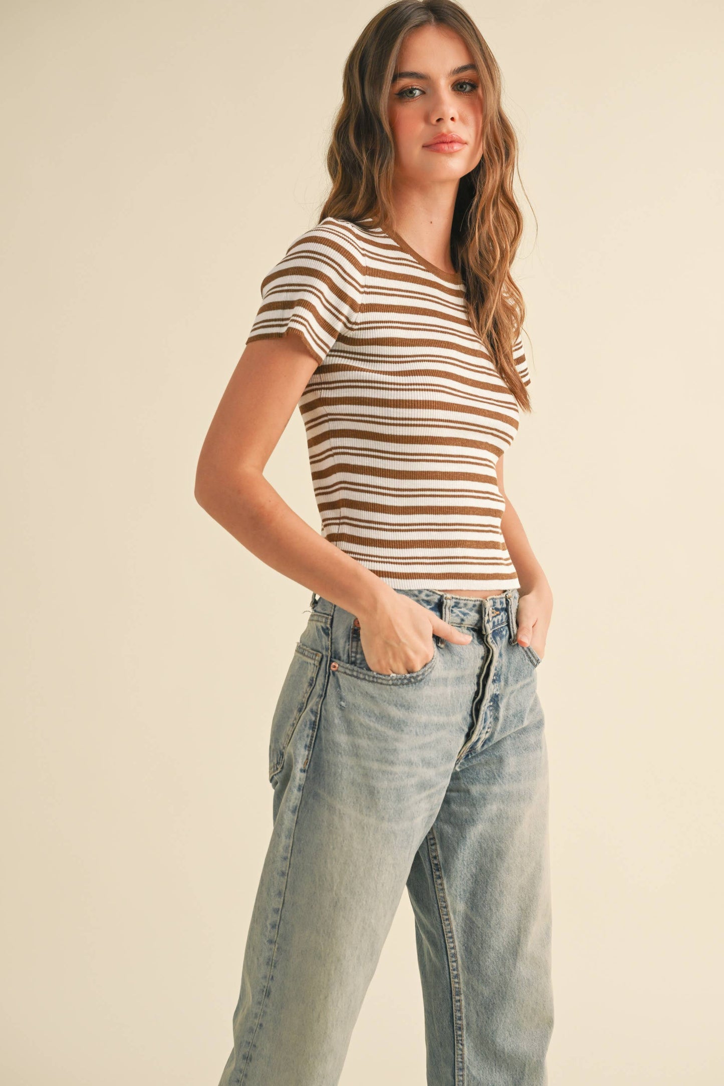 MIOU MUSE - STRIPED KNITTED TOP