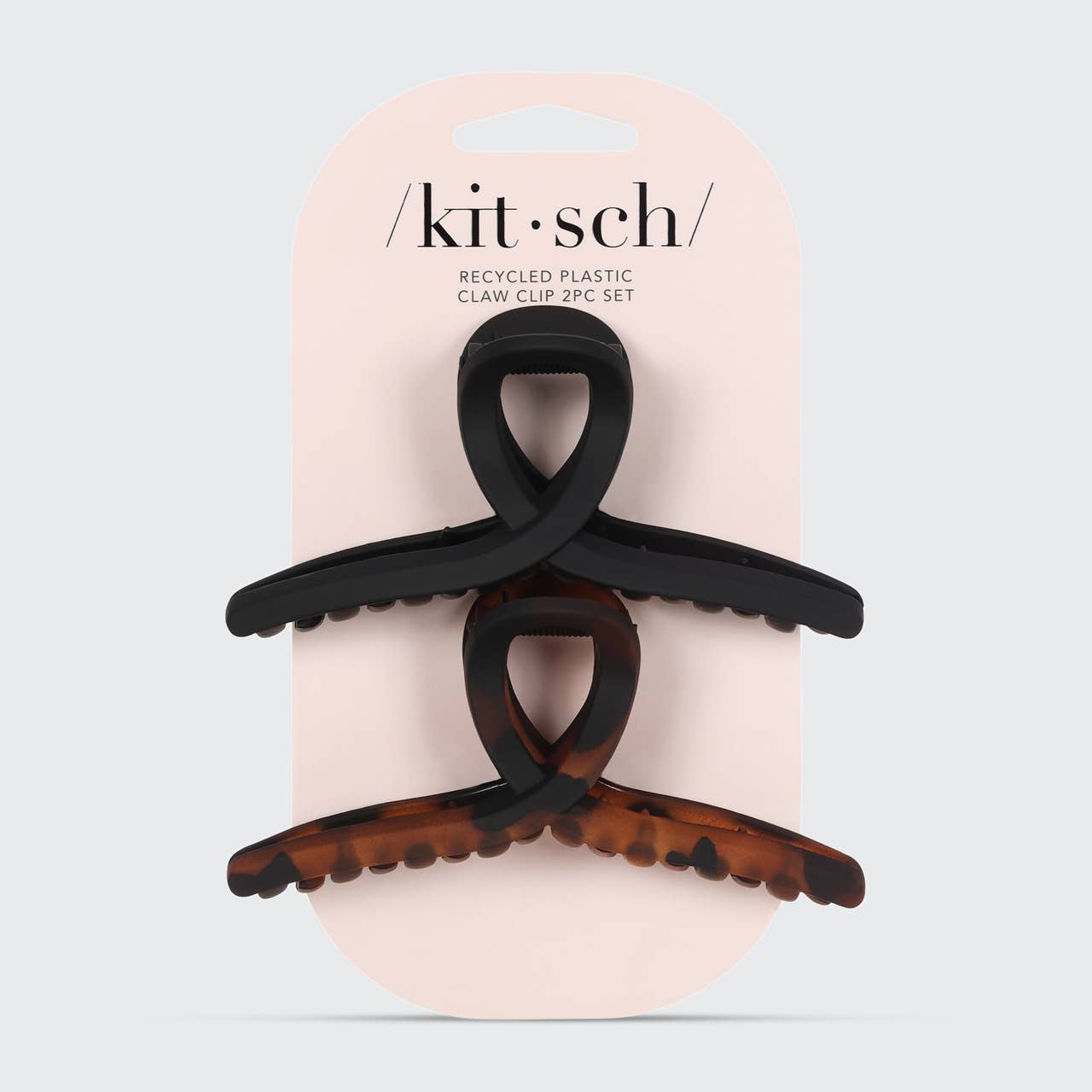 KITSCH - Recycled Plastic Large Loop Claw Clips 2pc - Black & Tort