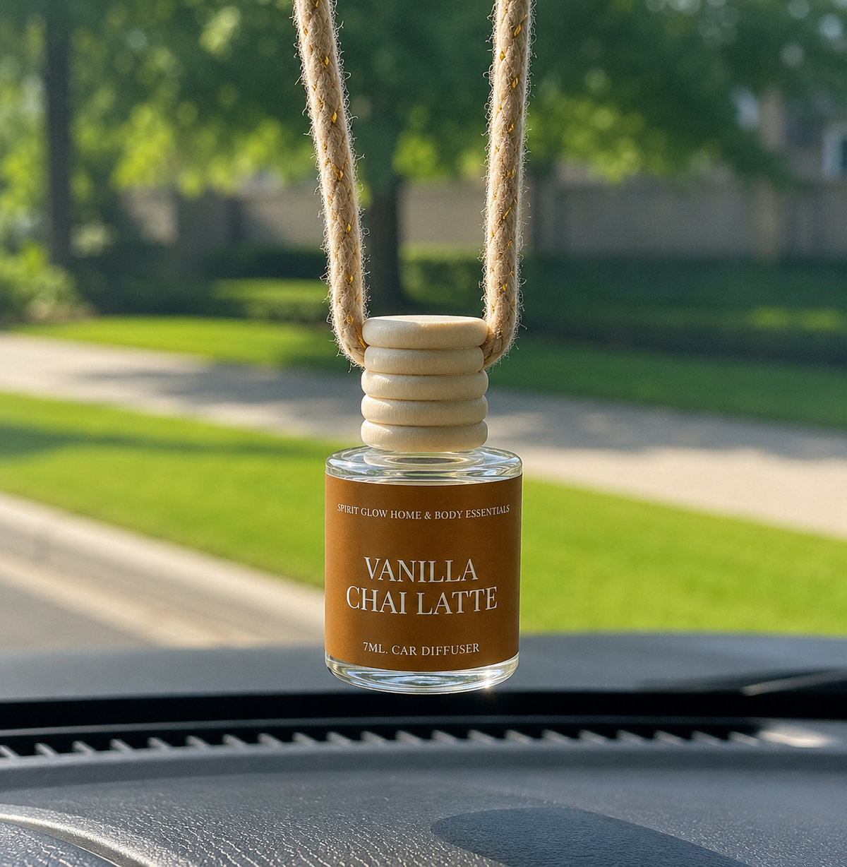 Spirit Glow Home & Body Essentials - Vanilla Chai Latte- Hanging Car Diffuser