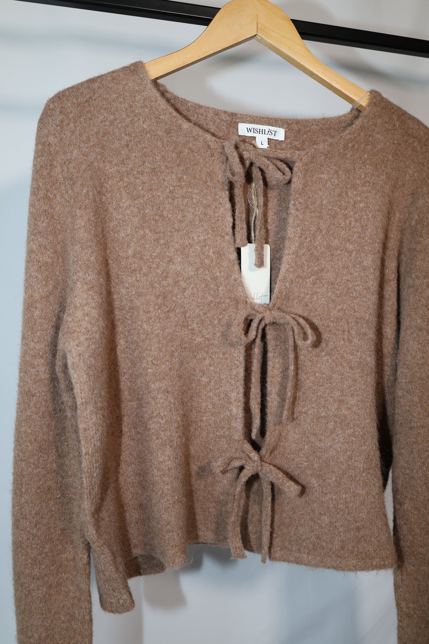 Wishlist - Mocha Soft Tie Front Cardigan