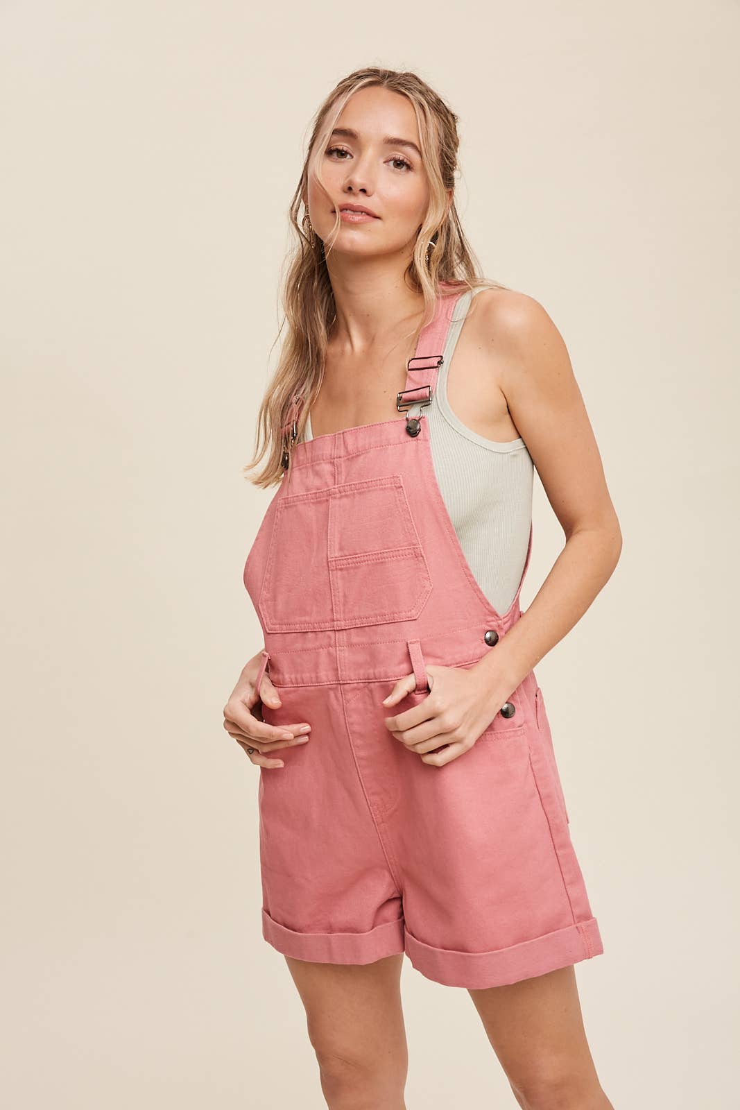Listicle - Washed Cotton Twill Short Overalls