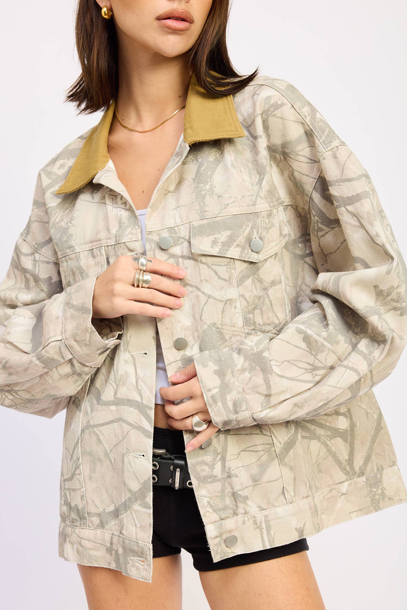 Emory Park - WOOLAND CAMO OVERSIZED TRUCKER JACKET