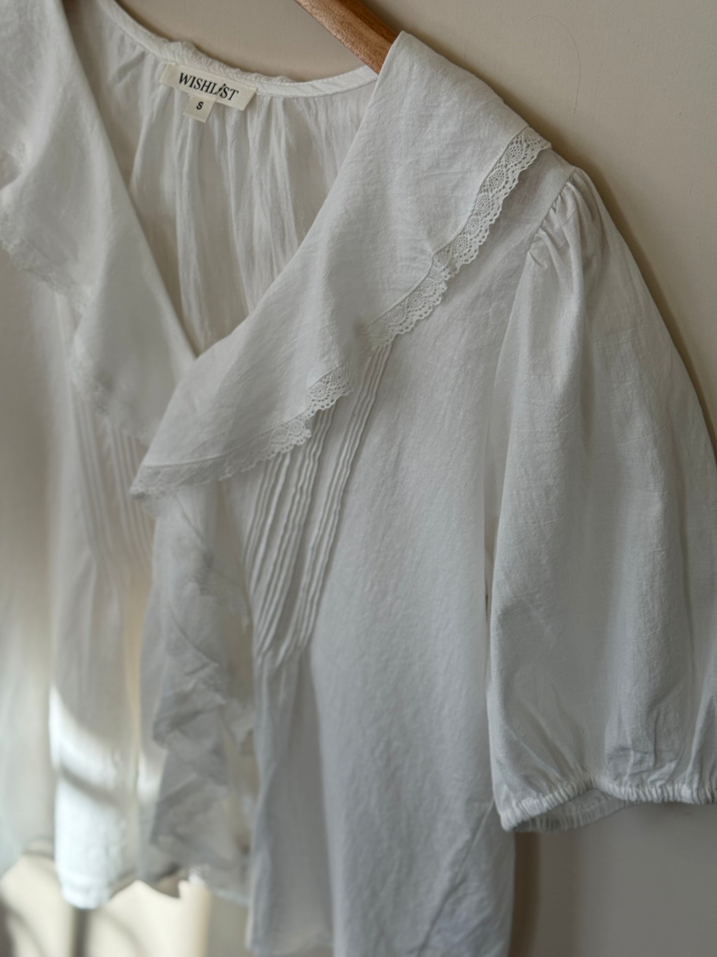 Wishlist - White Ruffled Loose Sleeve Blouse 100% Cotton