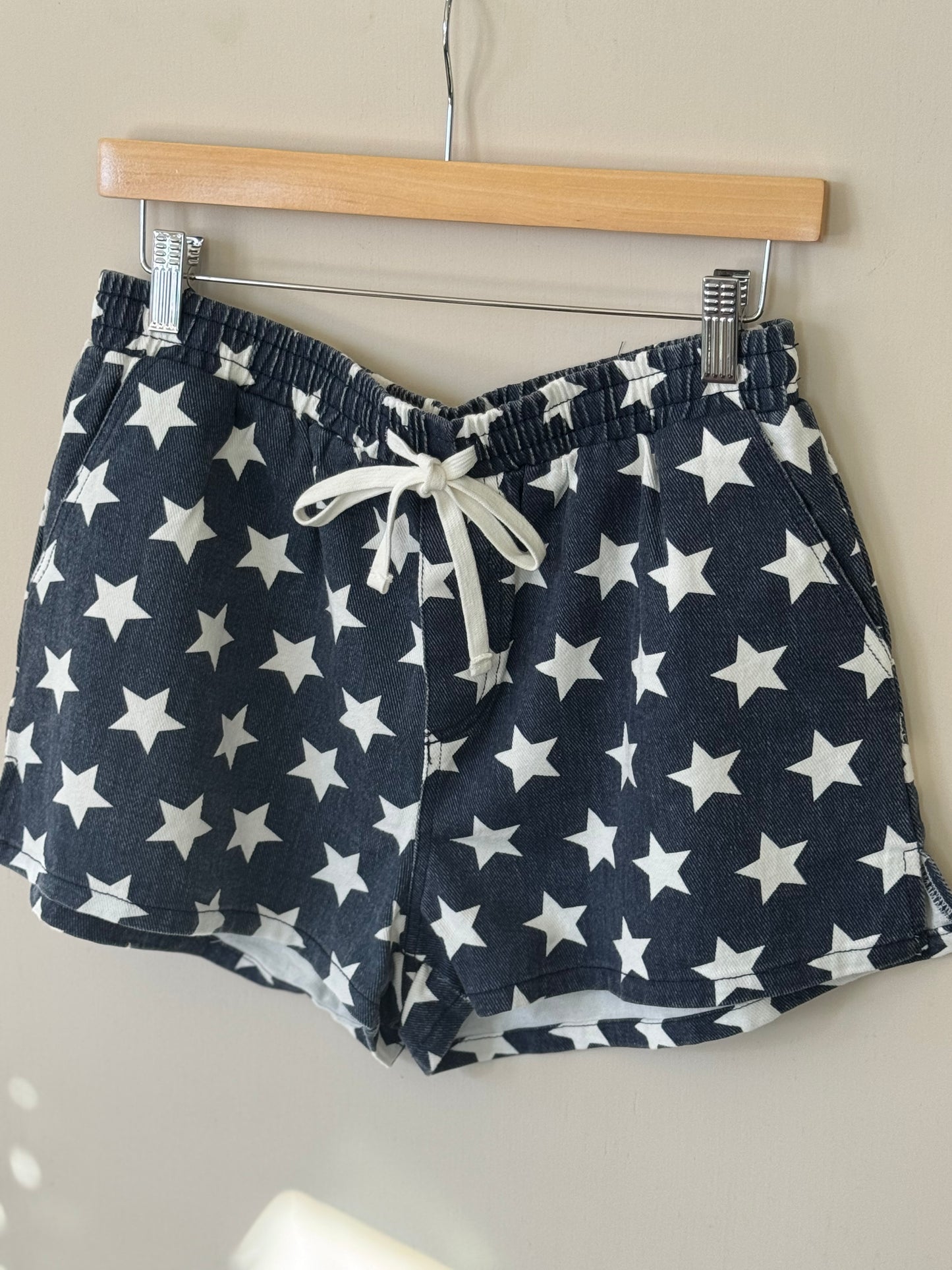 Sunday Edition - Mid Rise Navy Star Drawstring Shorts