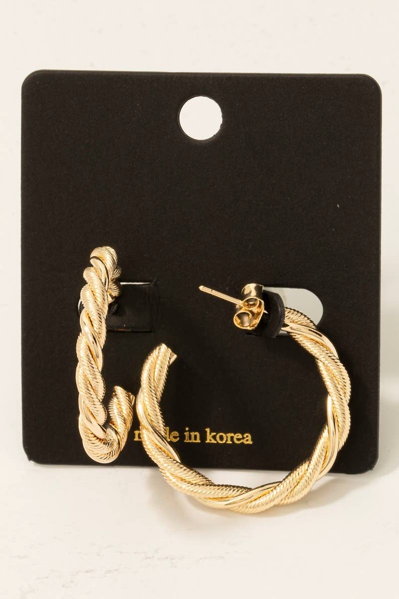 Fame Accessories - Twisted Rope Hoop Earrings