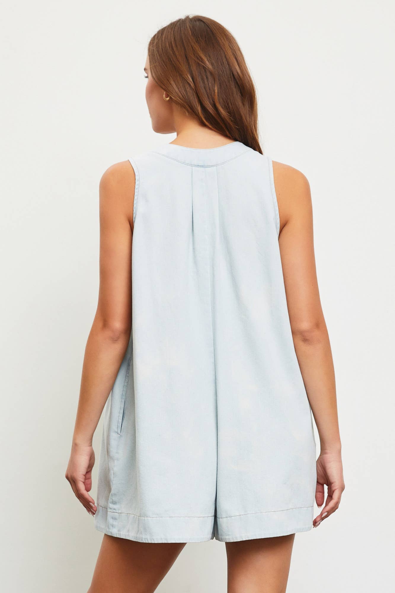 Mustard Seed - TIE WITH PLEATED DENIM ROMPER