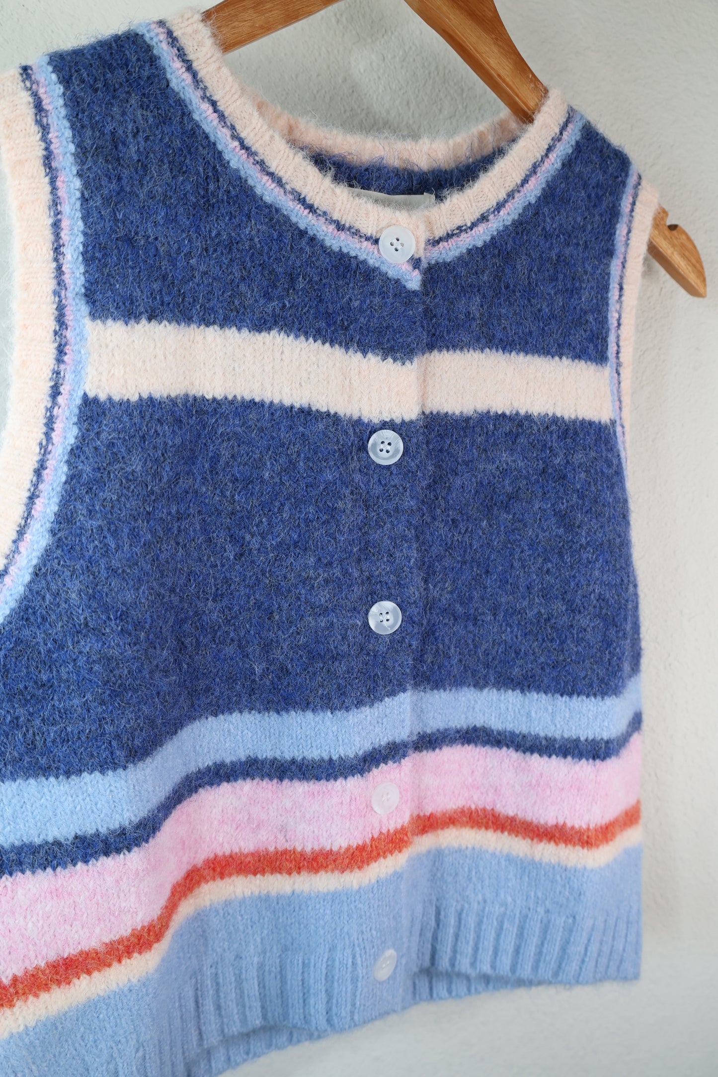 MULTI COLORED STRIPED SWEATER VEST TOP