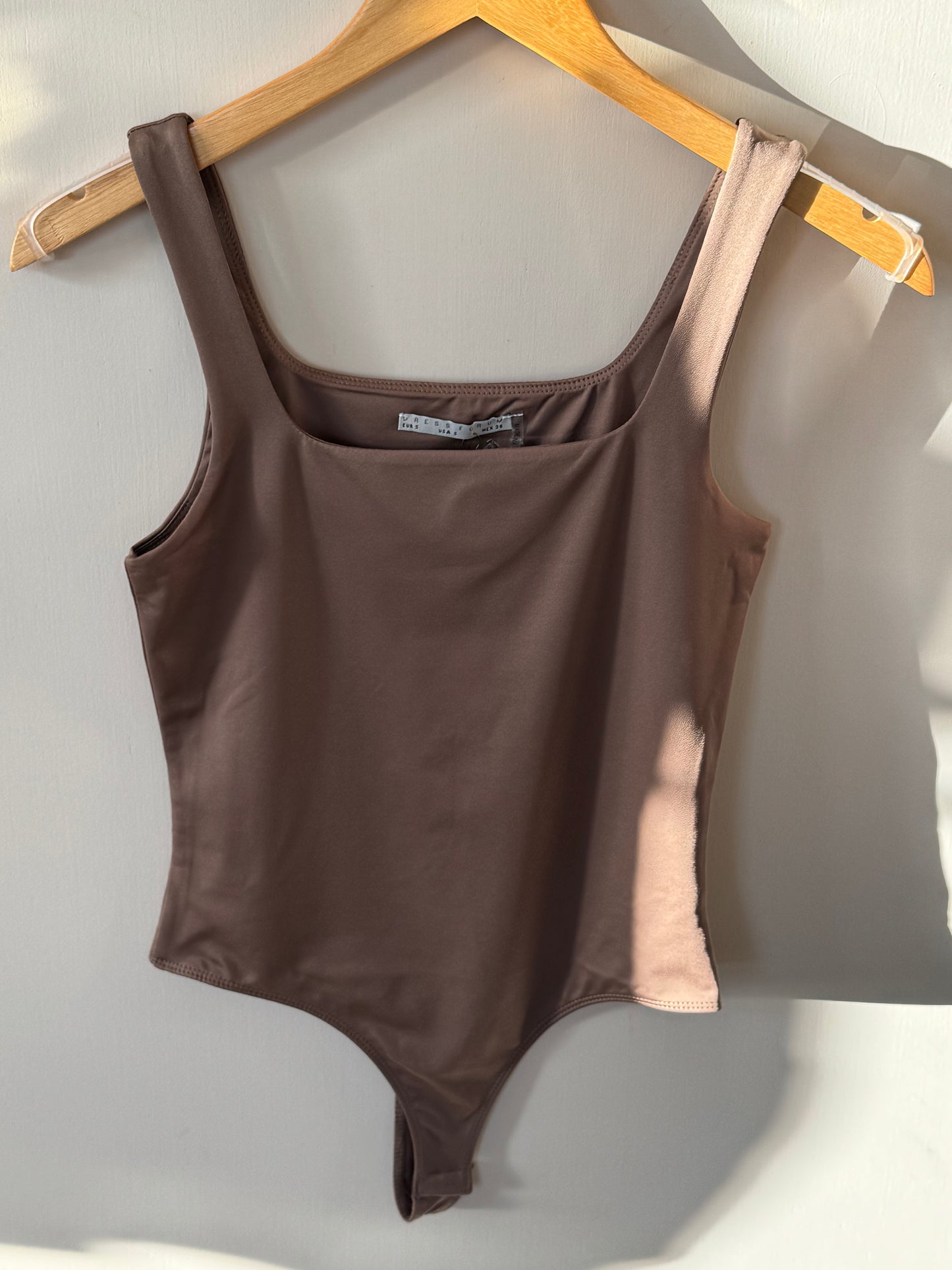 Dress Forum - Brown Basic Square-neck Tank Bodysuit