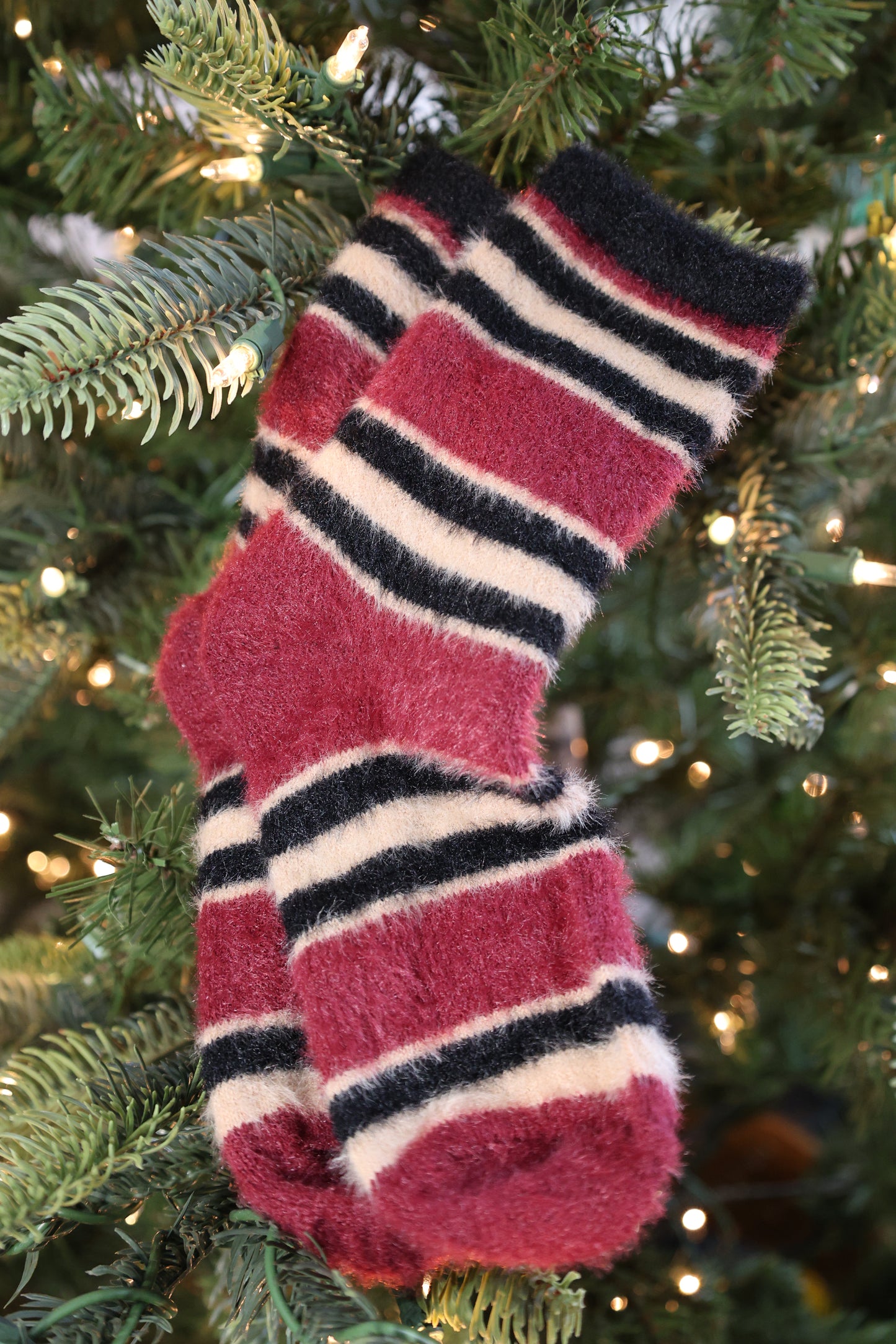 ACCITY - Striped Plush Socks Women Winter Thick Cozy