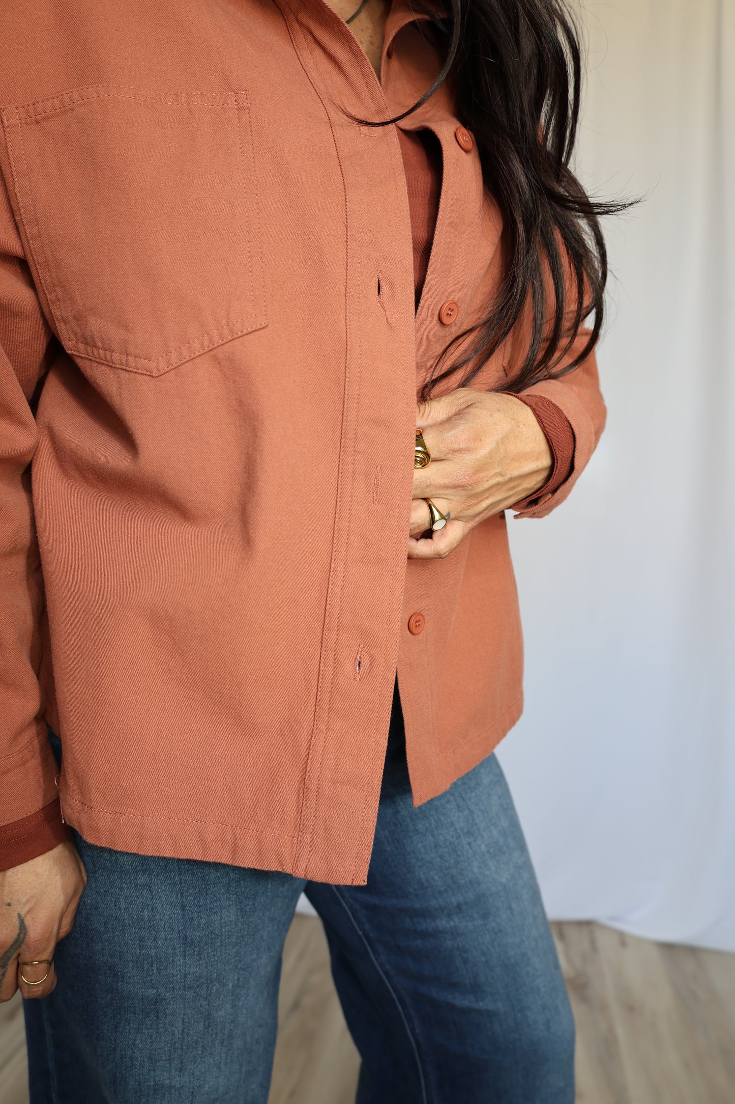 Here For You button front shirt