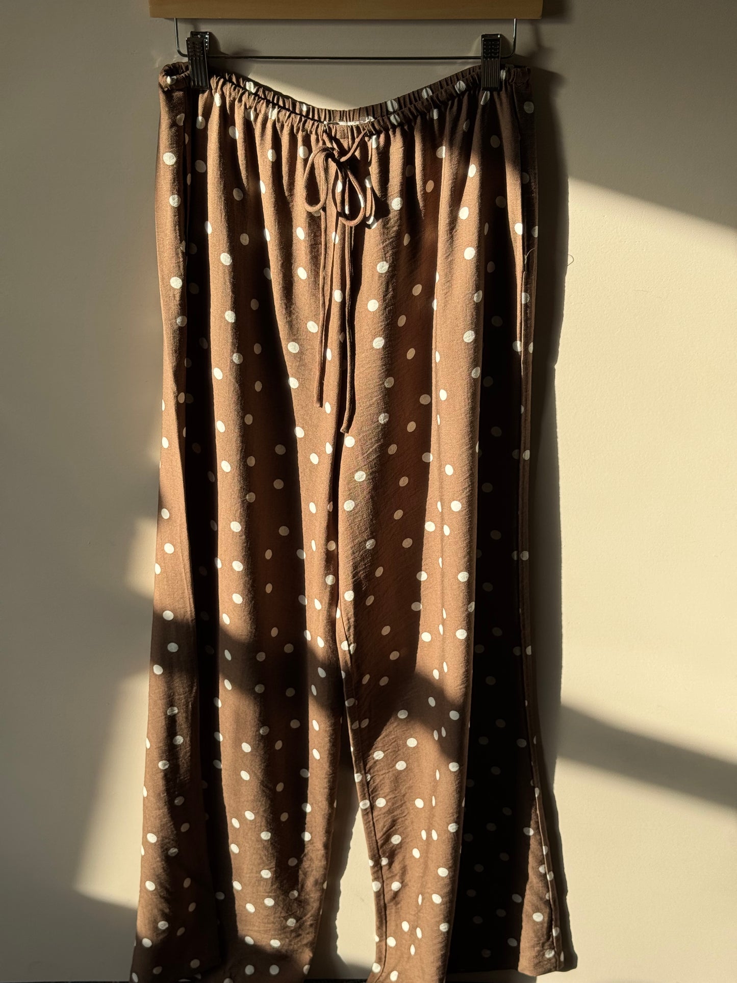 Dress Forum - Polka Dot Wide-leg Breezy Pants w/ Drawstring