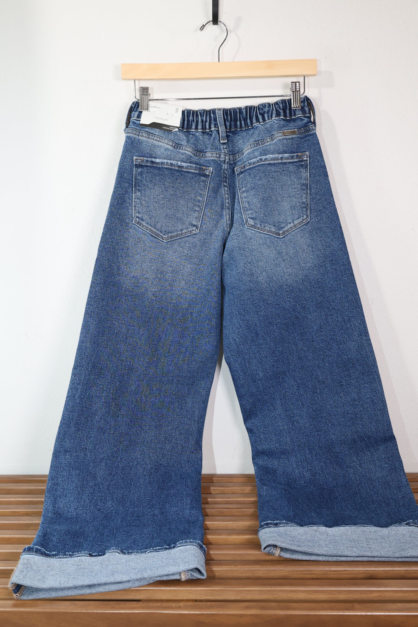 Kan Can USA -HIGH RISE CROPPED WIDE LEG JEANS