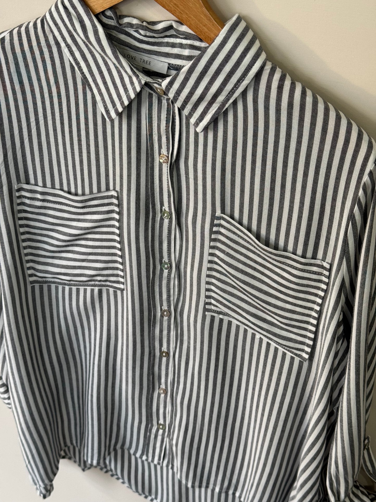 Love Tree - Striped Collared Long Sleeve Button-up Shirt