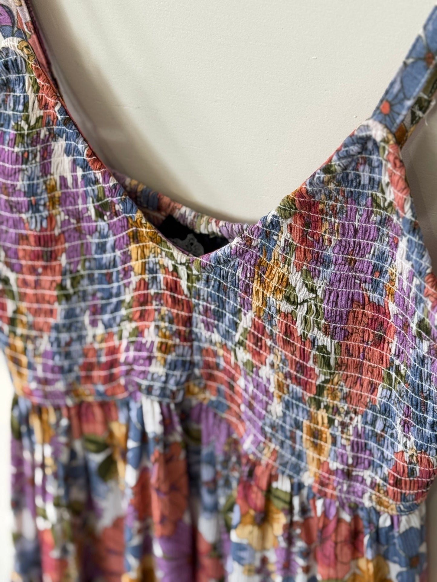 ANGIE - Multicolor V-neck Smocked Mini Dress