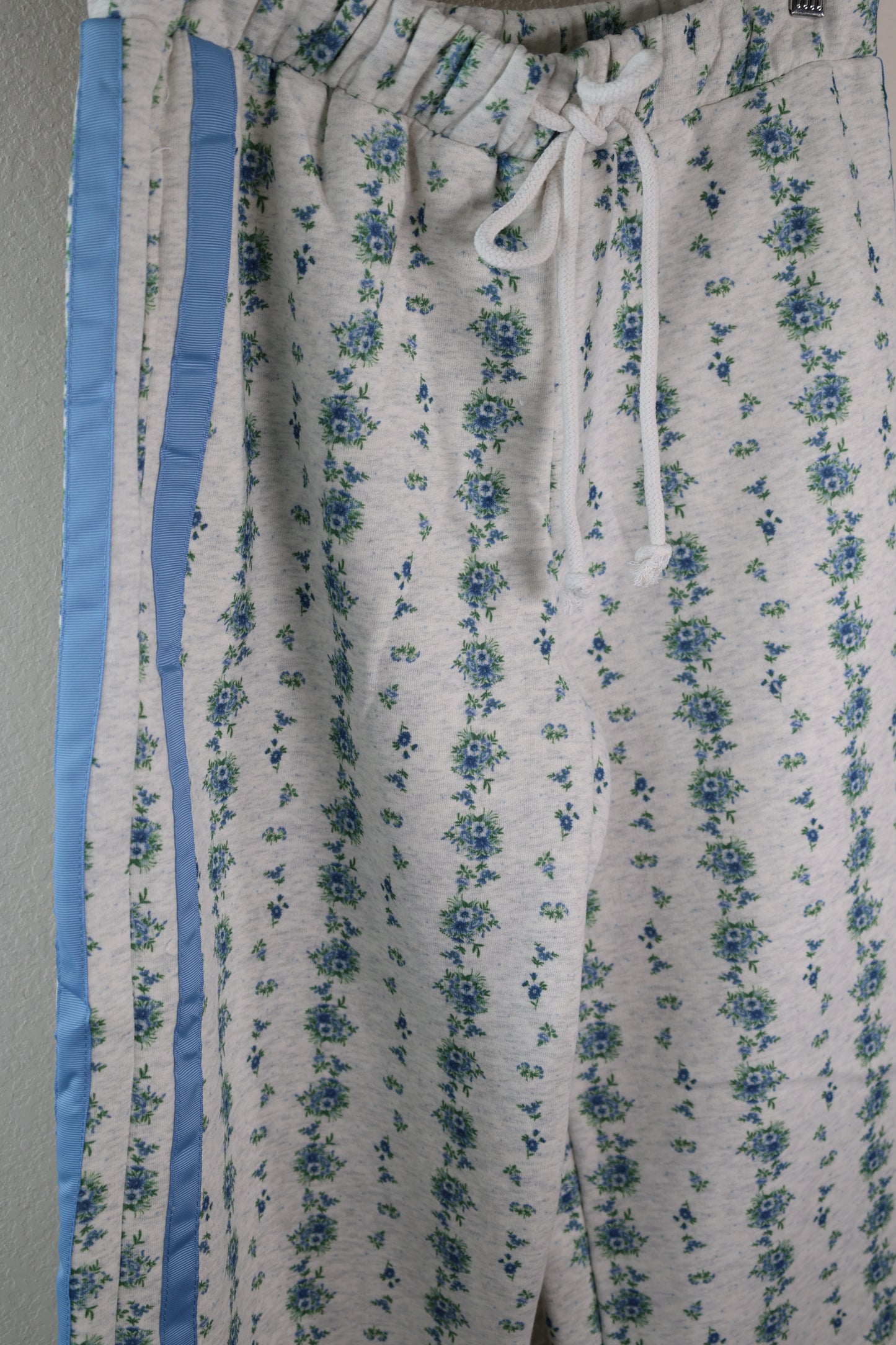 Peach Love- Floral Satin Stripe Sweat Pant