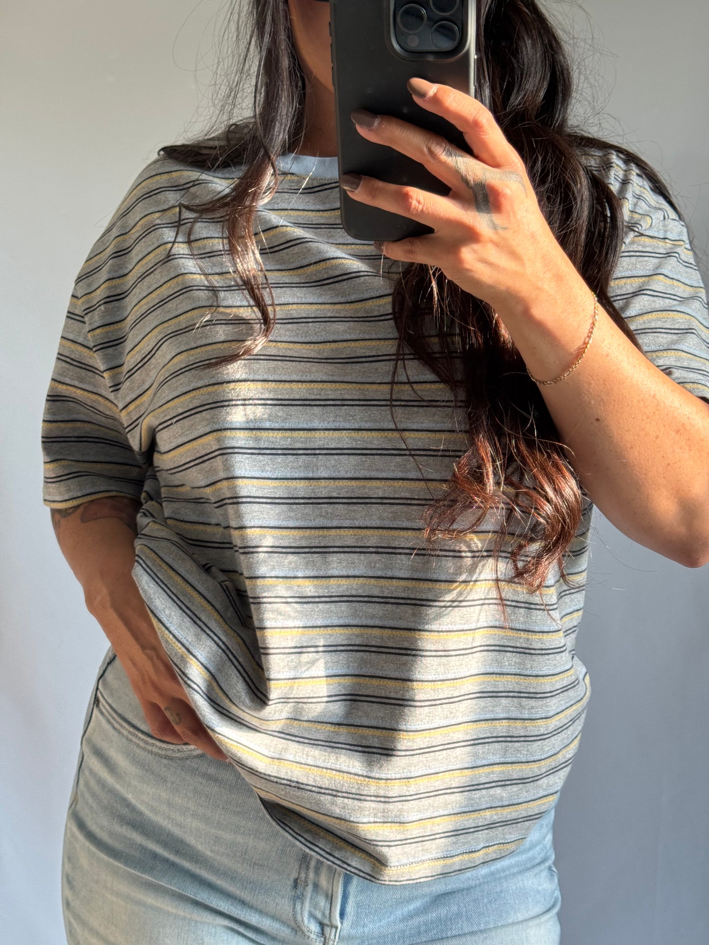 Nice To See You Again Oversized short sleeve stripe tee shirt