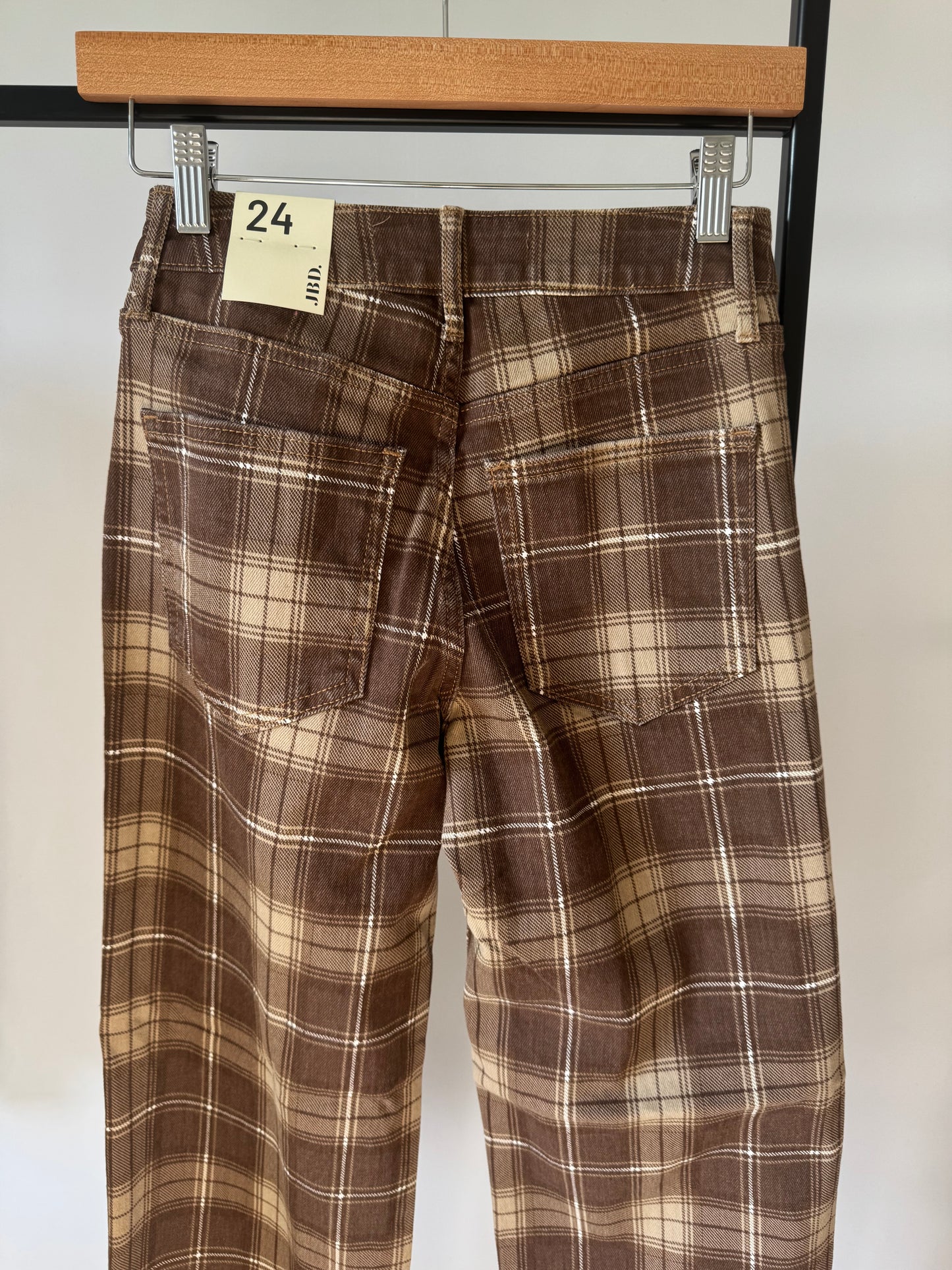 JBD - Brown Plaid High Rise Straight Jean