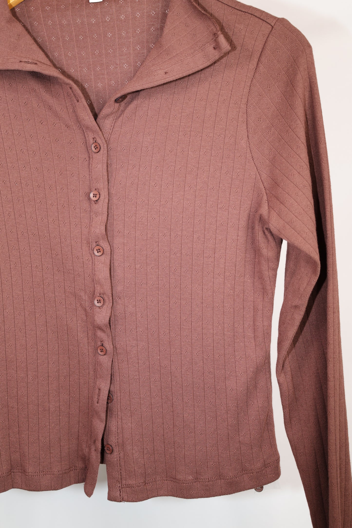 Wishlist - Espresso Mockneck Button Front Top