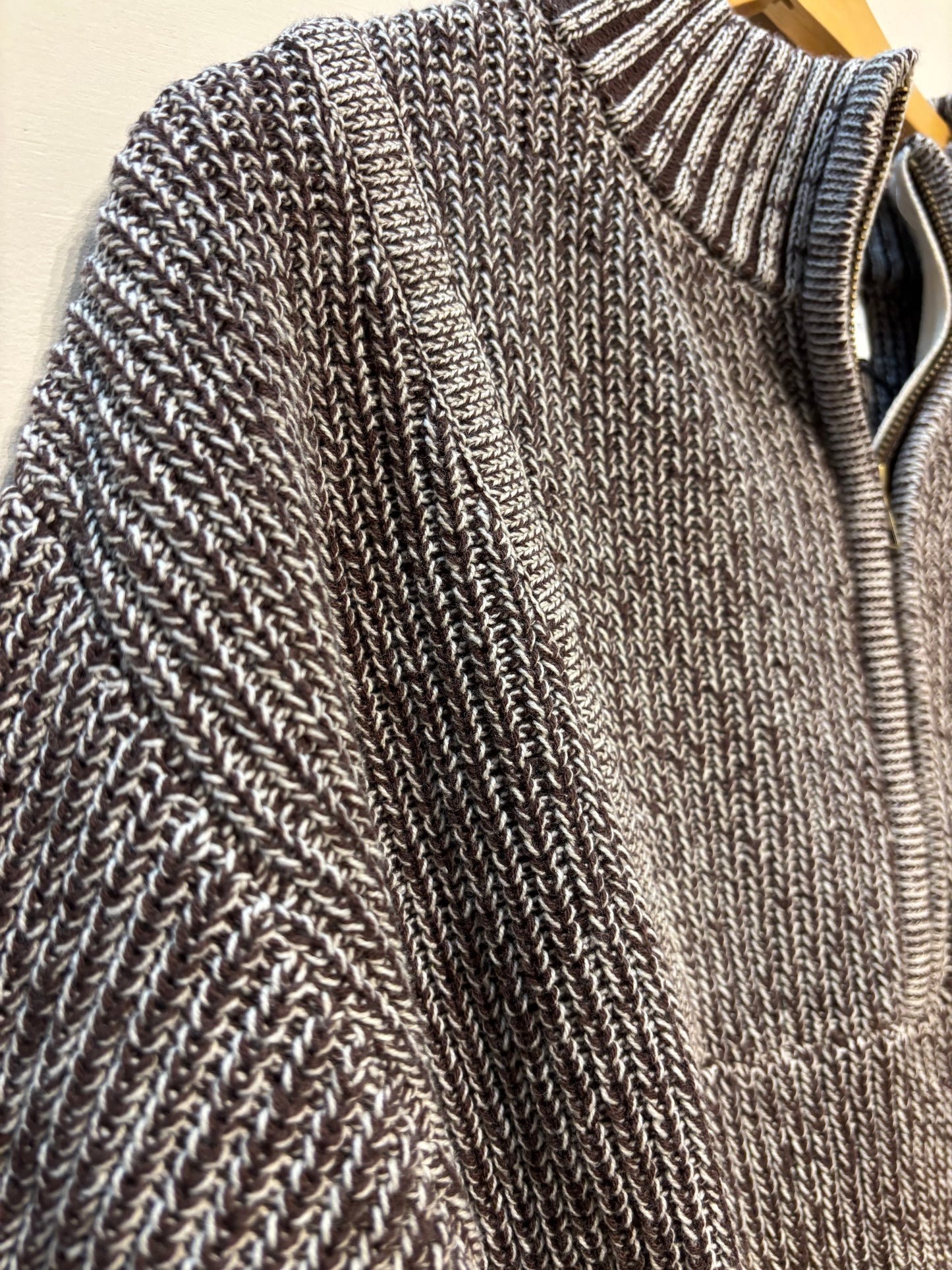 Two Toned Cropped Quarter-zip Sweater