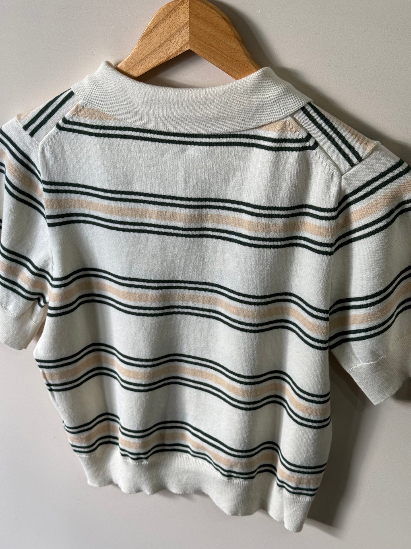 Miou Muse - Soft Multi-color Striped Polo Shirt