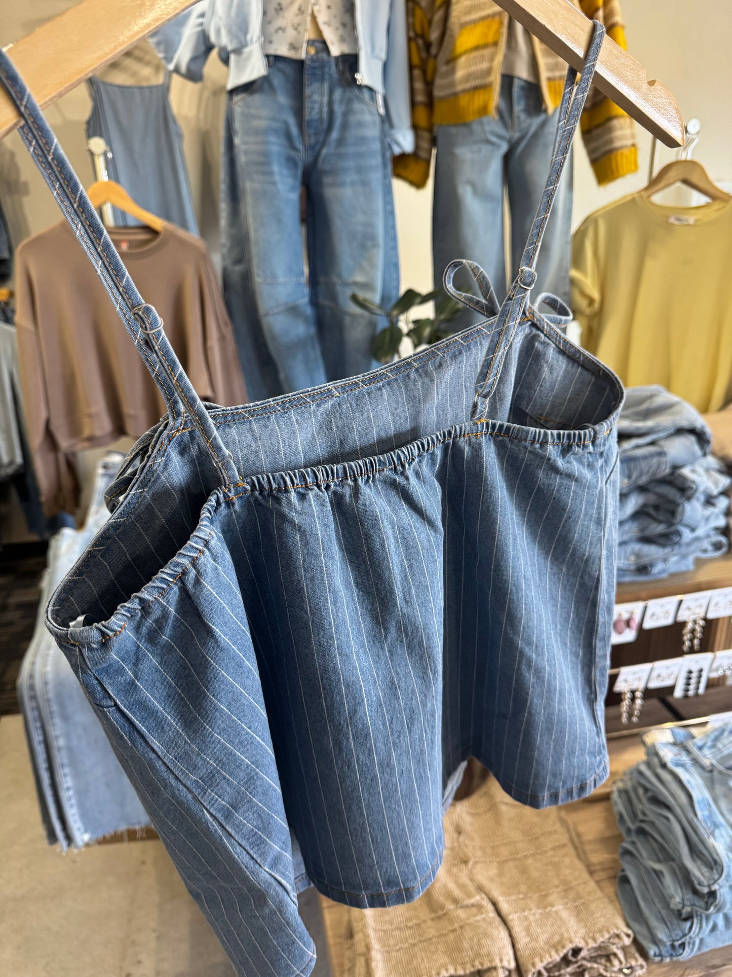 Sunday Edition square neck denim tank top