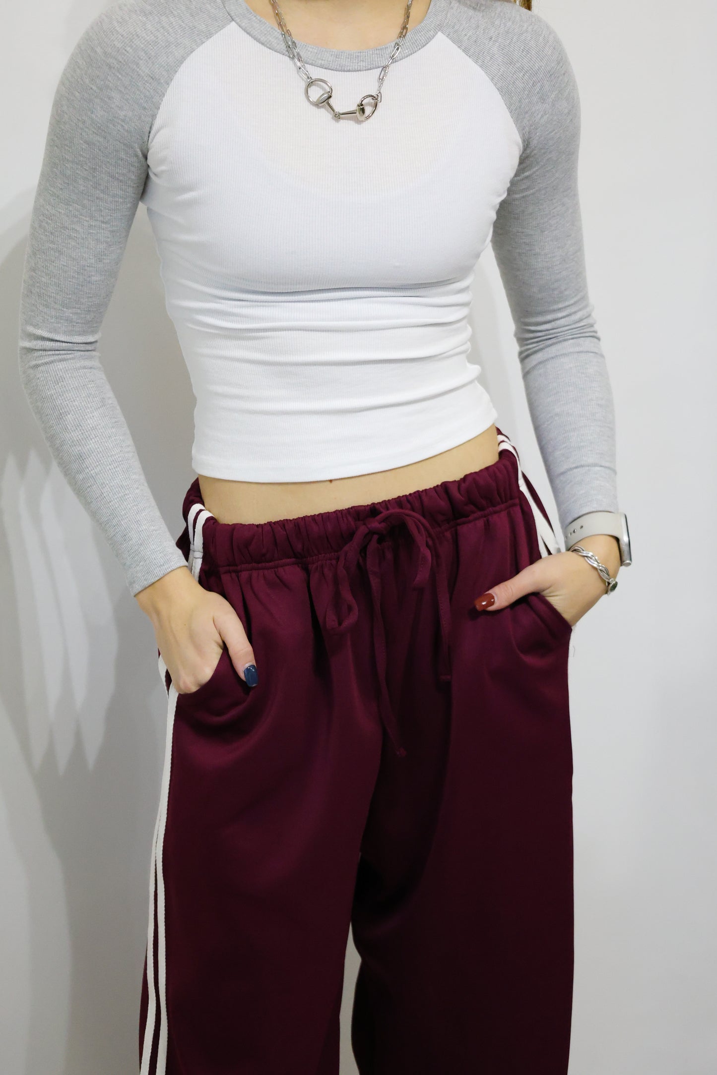 Mimosa - Wide Leg Track Pants with Side Stripes
