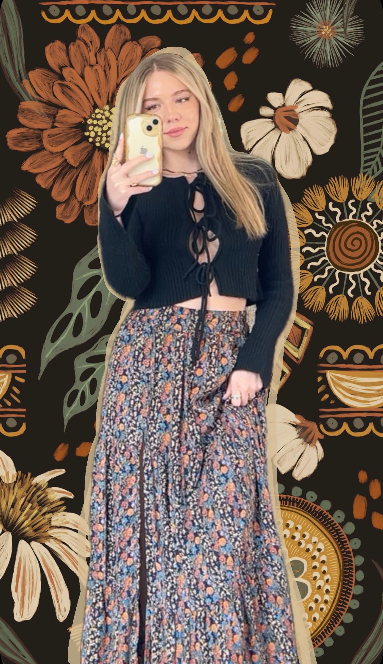 ANGIE - PRINTED MAXI SKIRT WITH SLIT