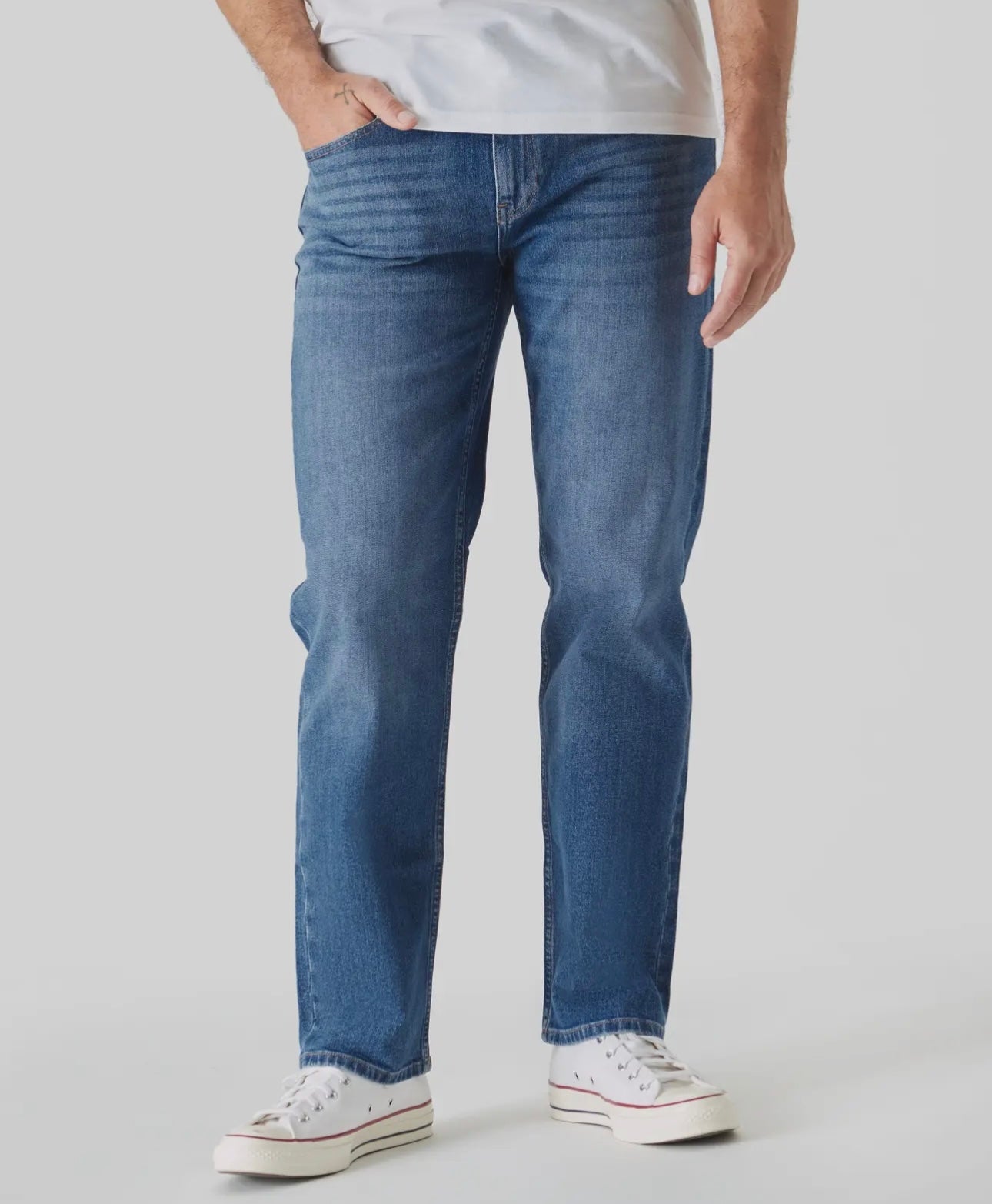 True classic mens straight authentic stretch jeans