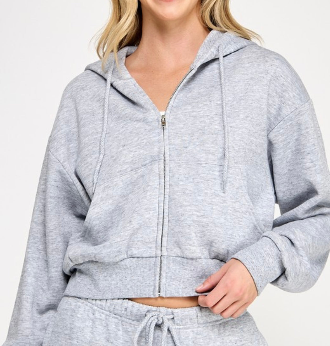 Reflex basic fleece crop full zip up hoodie