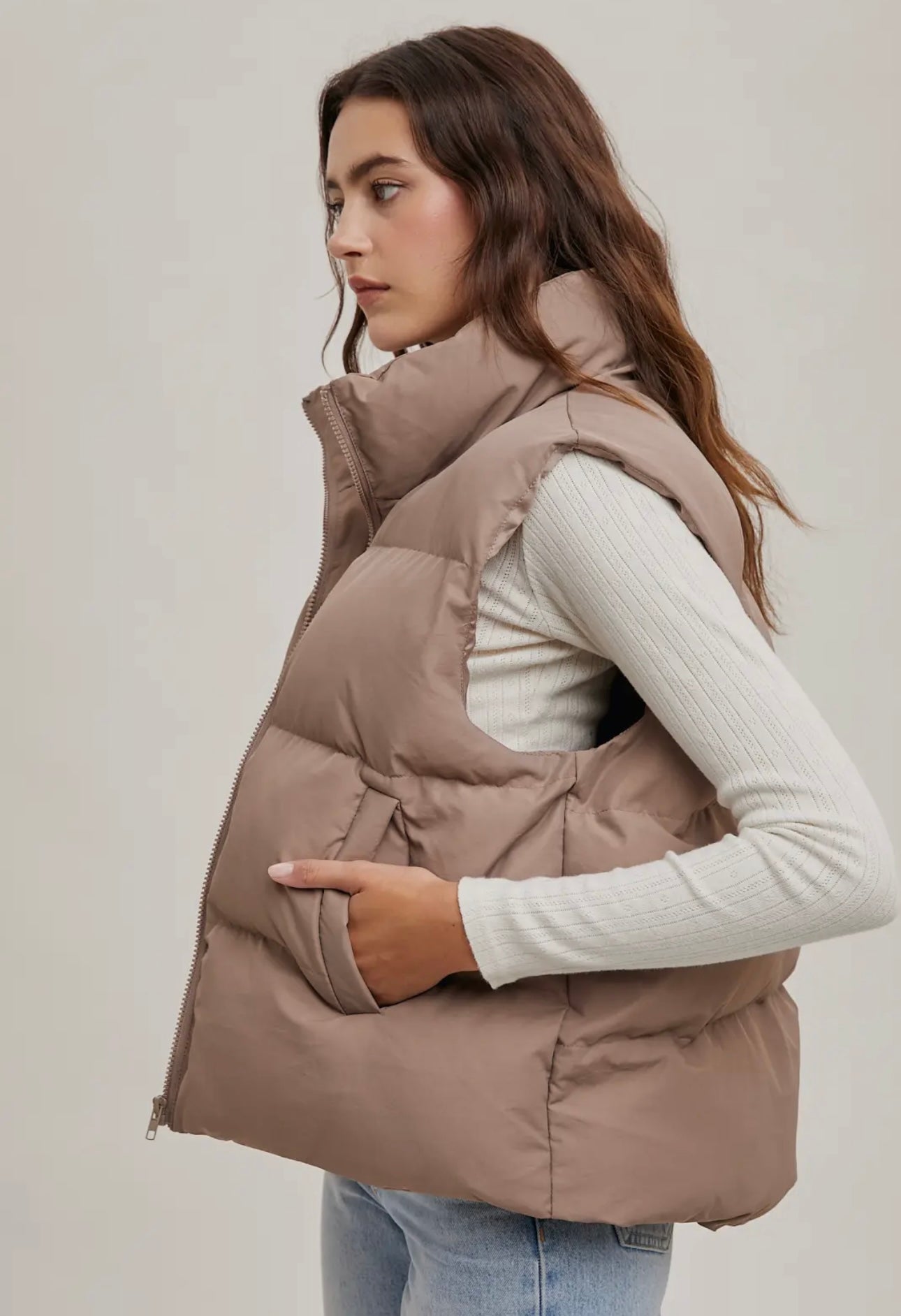 Blueivy zipper front puffer vest