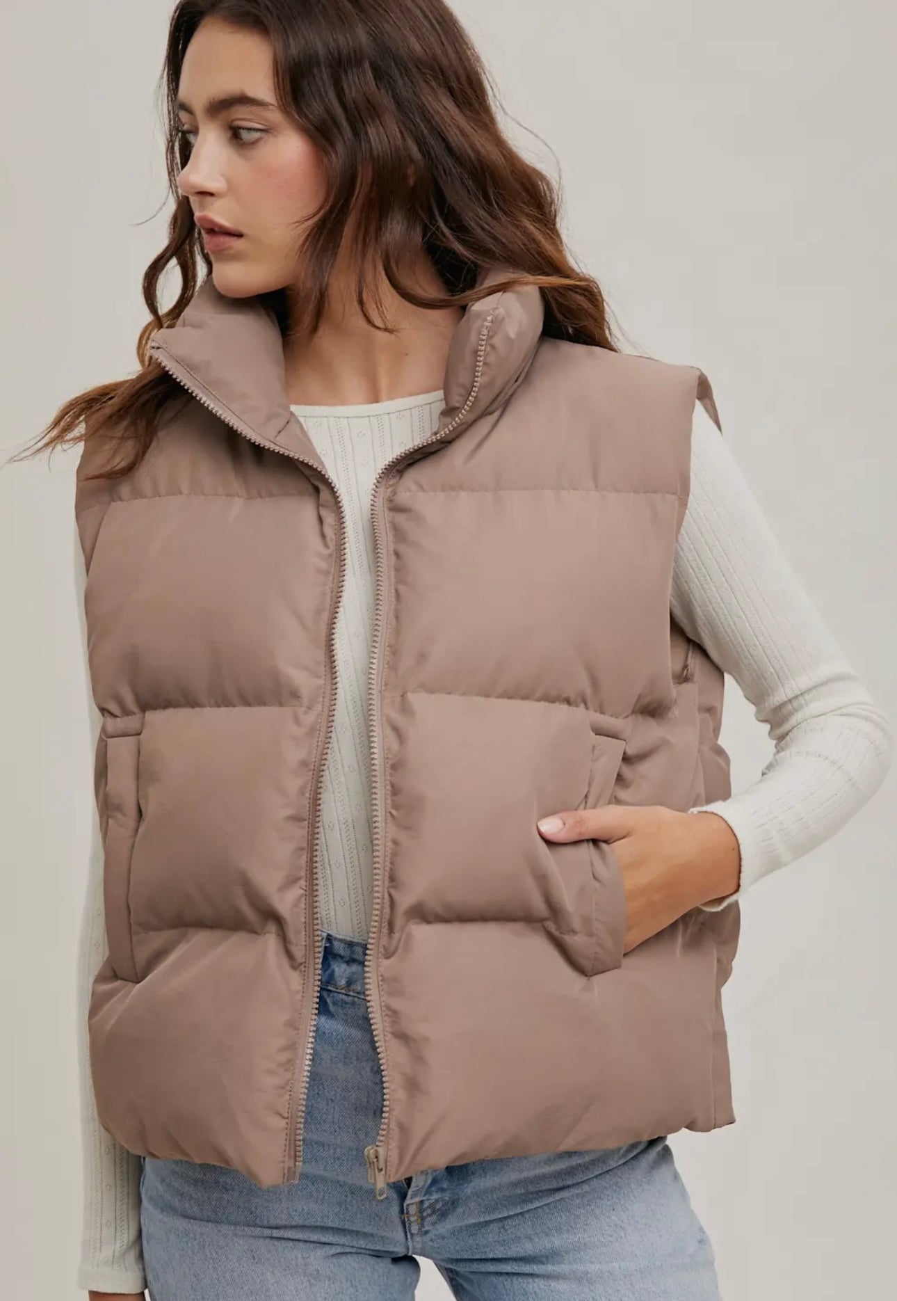 Blueivy zipper front puffer vest