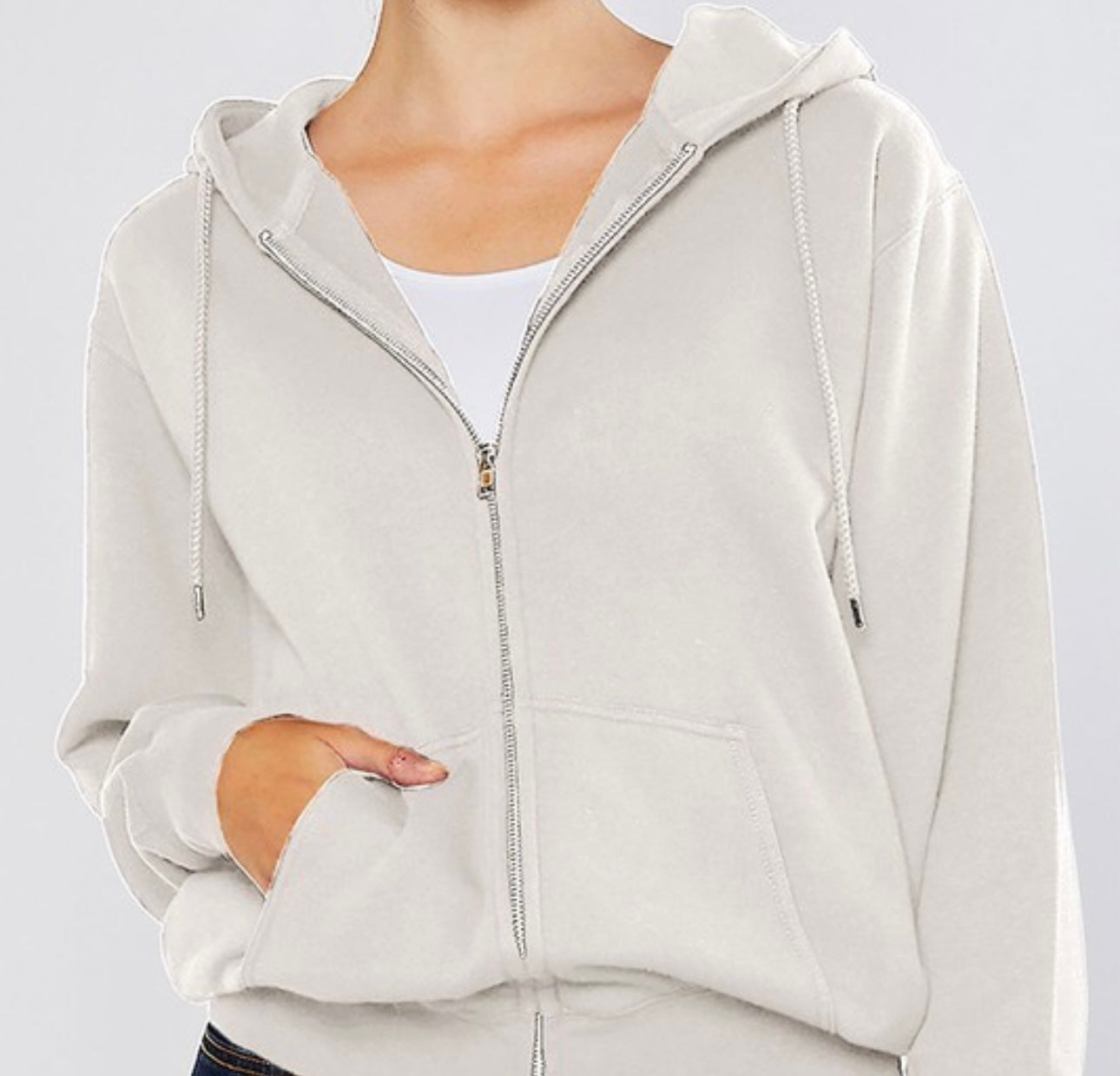 Reflex oversized full length fleece boyfriend zip up hoodie
