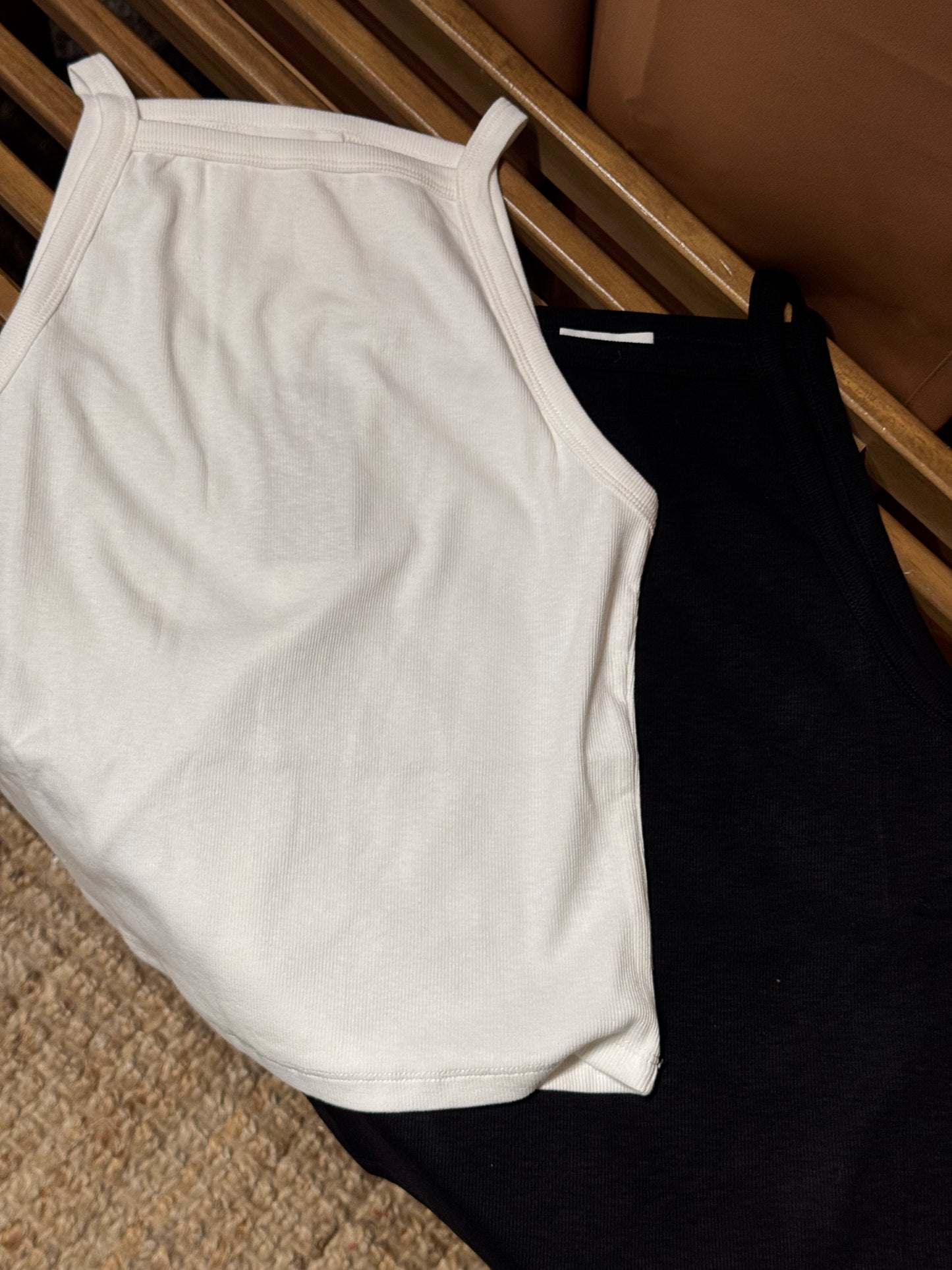 I Know, Right high neck ribbed tank top