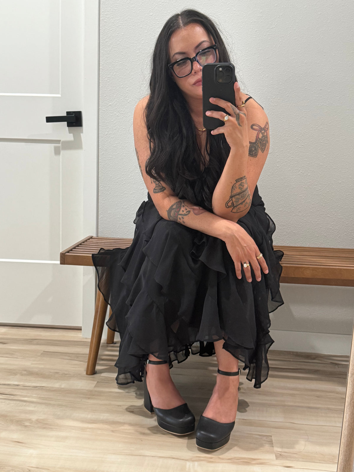She Stole The Spotlight maxi ruffle hem dress