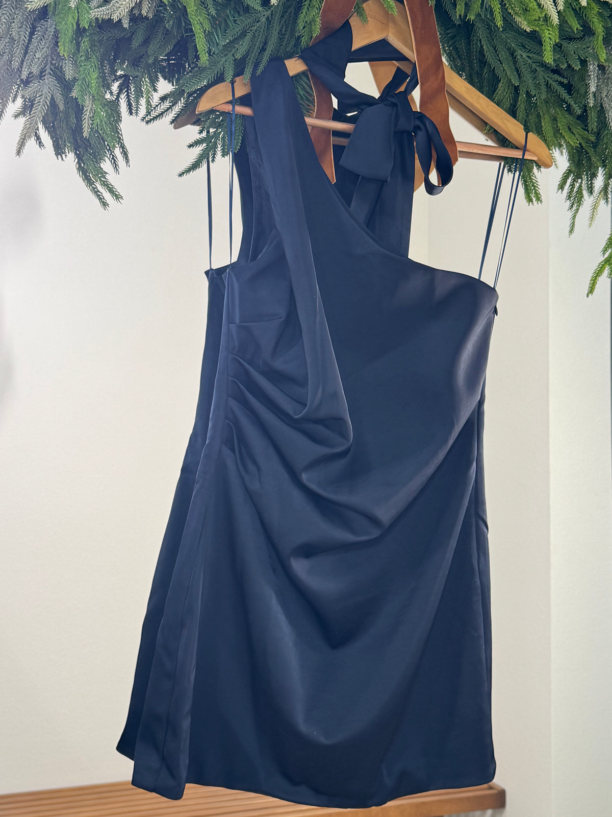 Who's Your Date tie neck mini dress