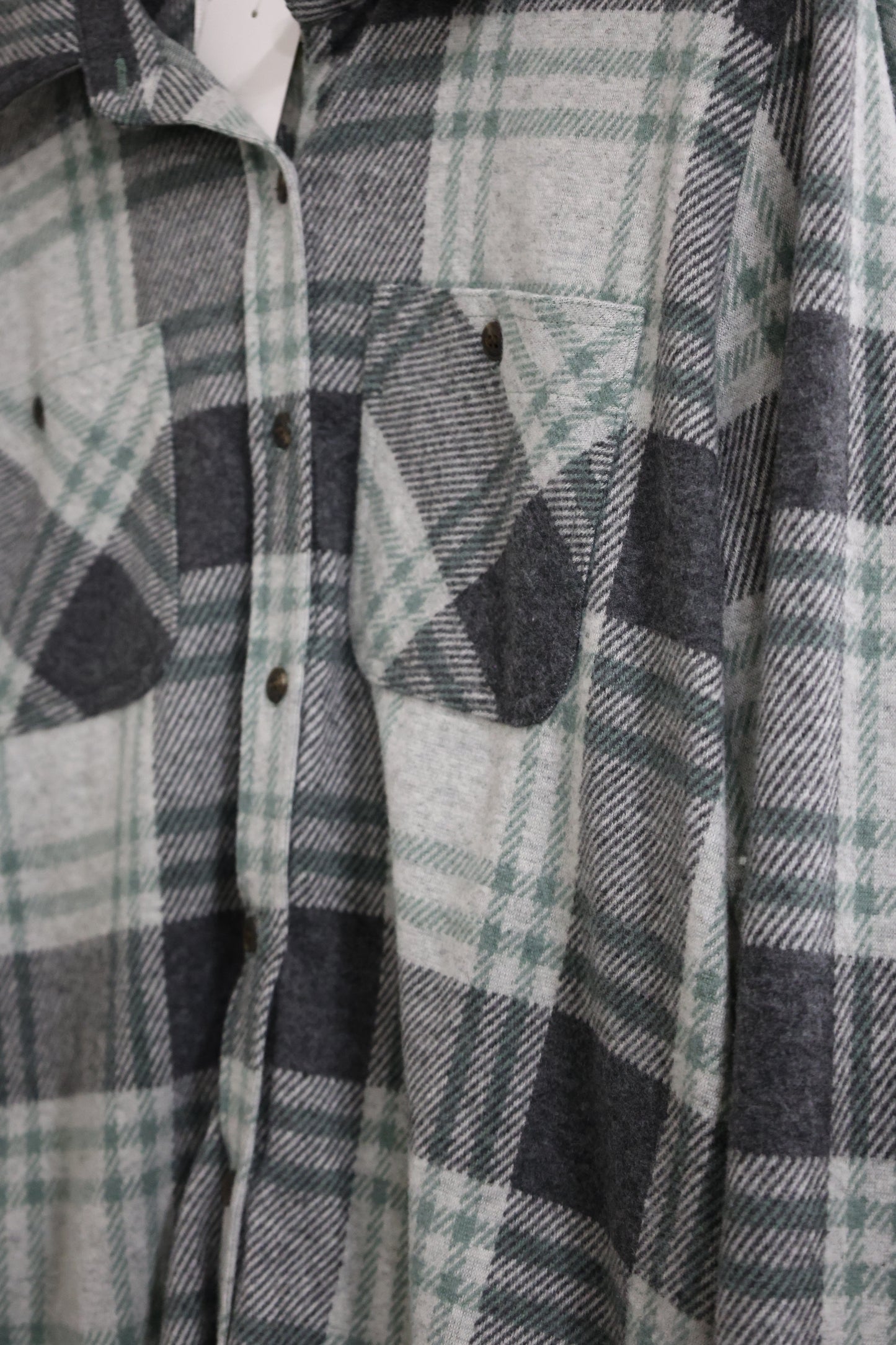 Panache Apparel Co. - Charcoal & Green Plaid Button Up