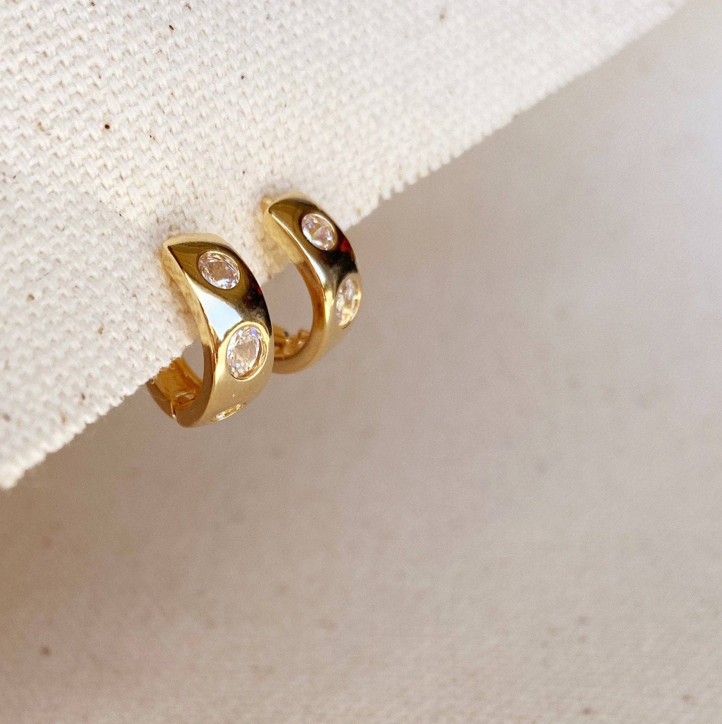 GoldFi - 18k Gold Filled Huggie CZ Hoop Earrings
