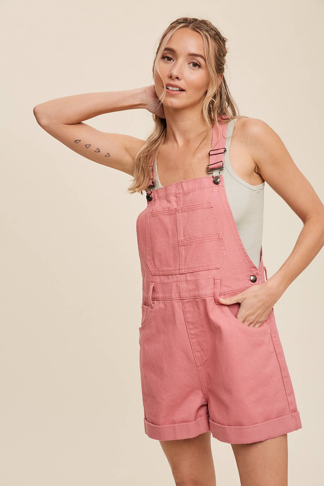 Listicle - Washed Cotton Twill Short Overalls