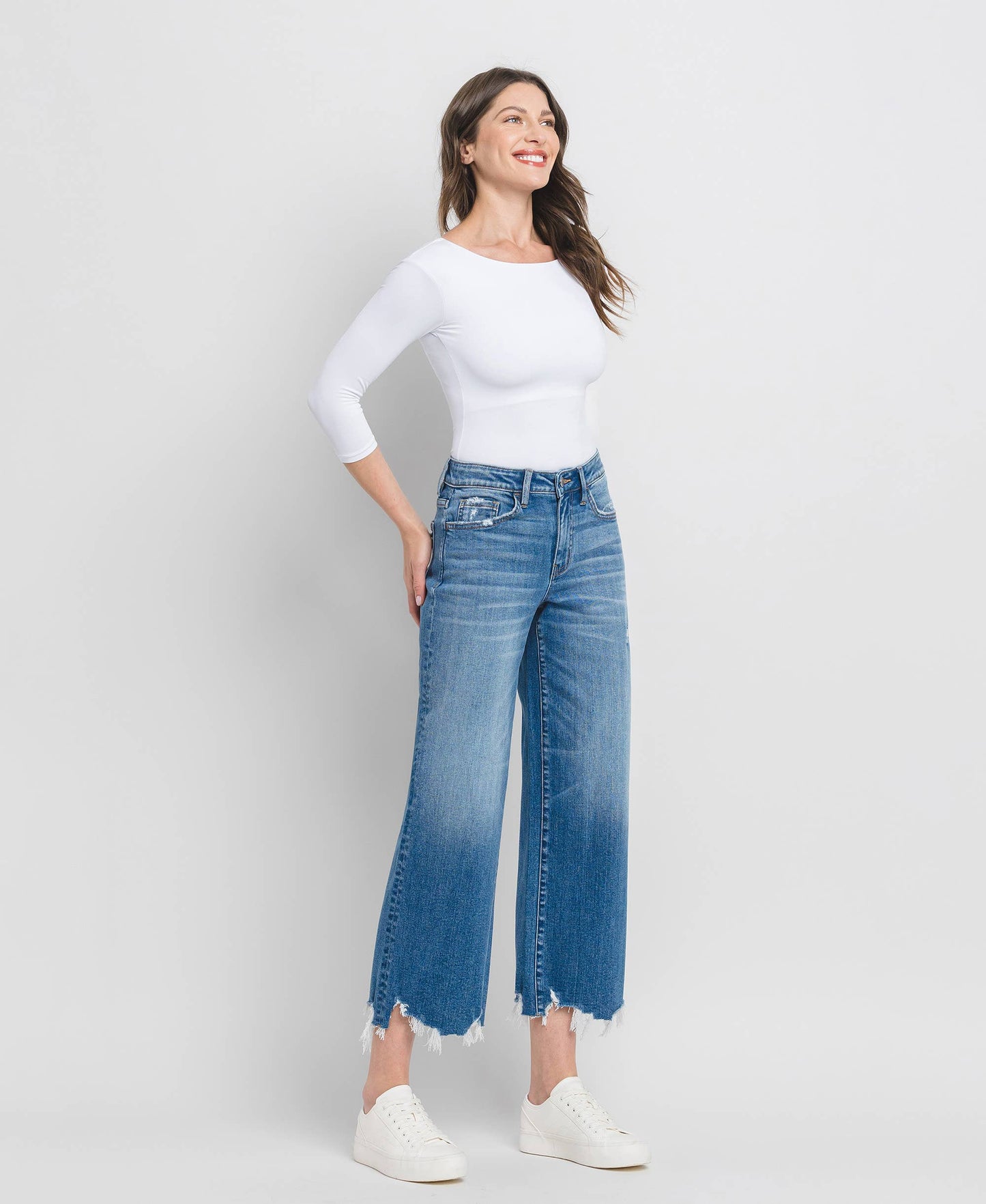 FLYING MONKEY - HIGH RISE CROP WIDE LEG JEANS