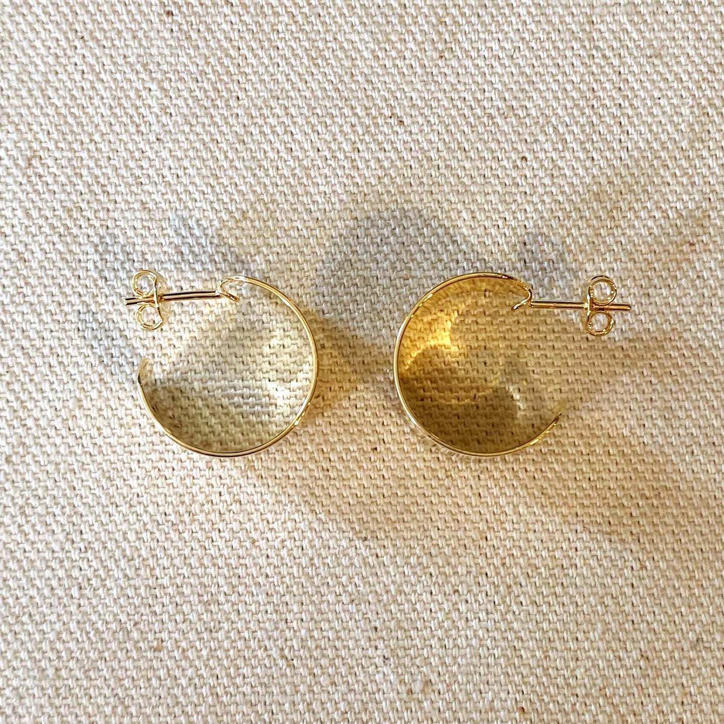 GoldFi - Wide Flat Polished Half Hoop Earrings
